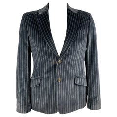 D&G by DOLCE & GABBANA Taglia 40 Cappotto sportivo in velluto a righe con risvolto a punta in stile navy