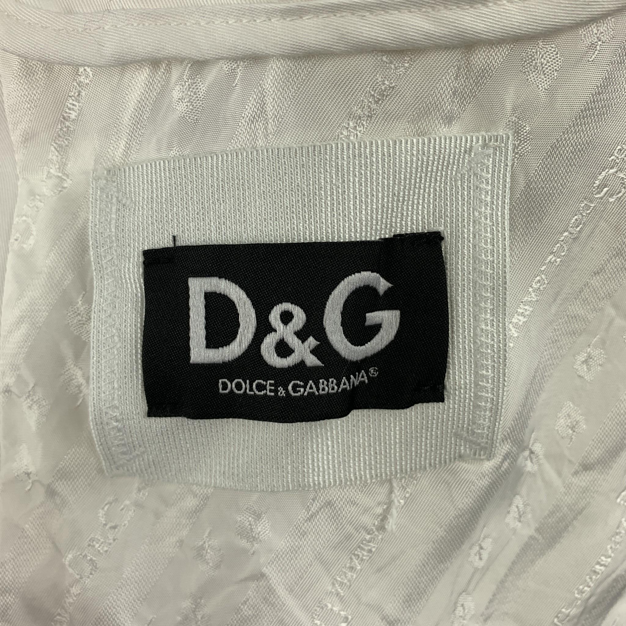 D&G by DOLCE & GABBANA Size 40 White & Navy Notch Lapel Patch Blazer 1
