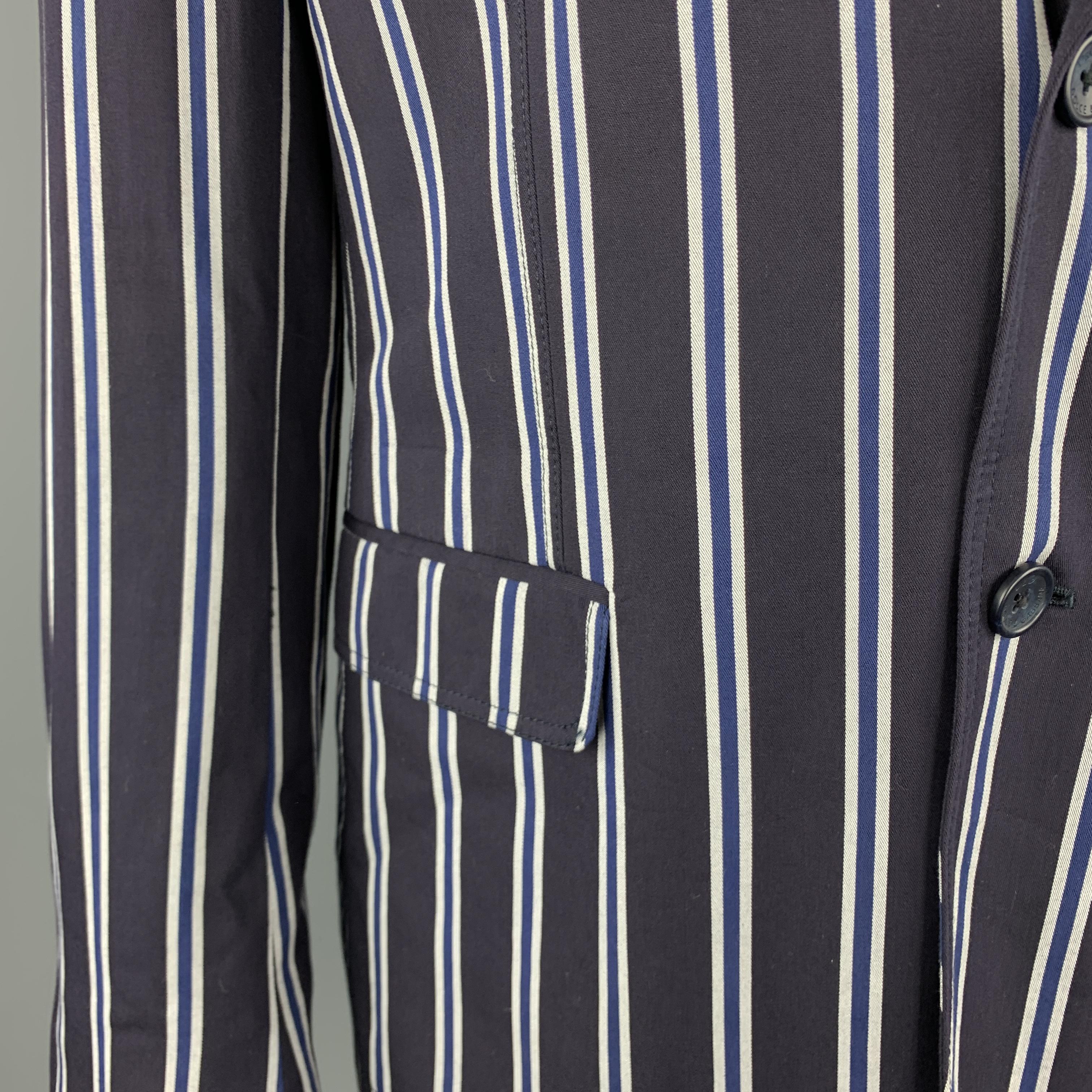 Black D&G by DOLCE & GABBANA Size 42 Navy Stripe Cotton Notch Lapel Sport Coat