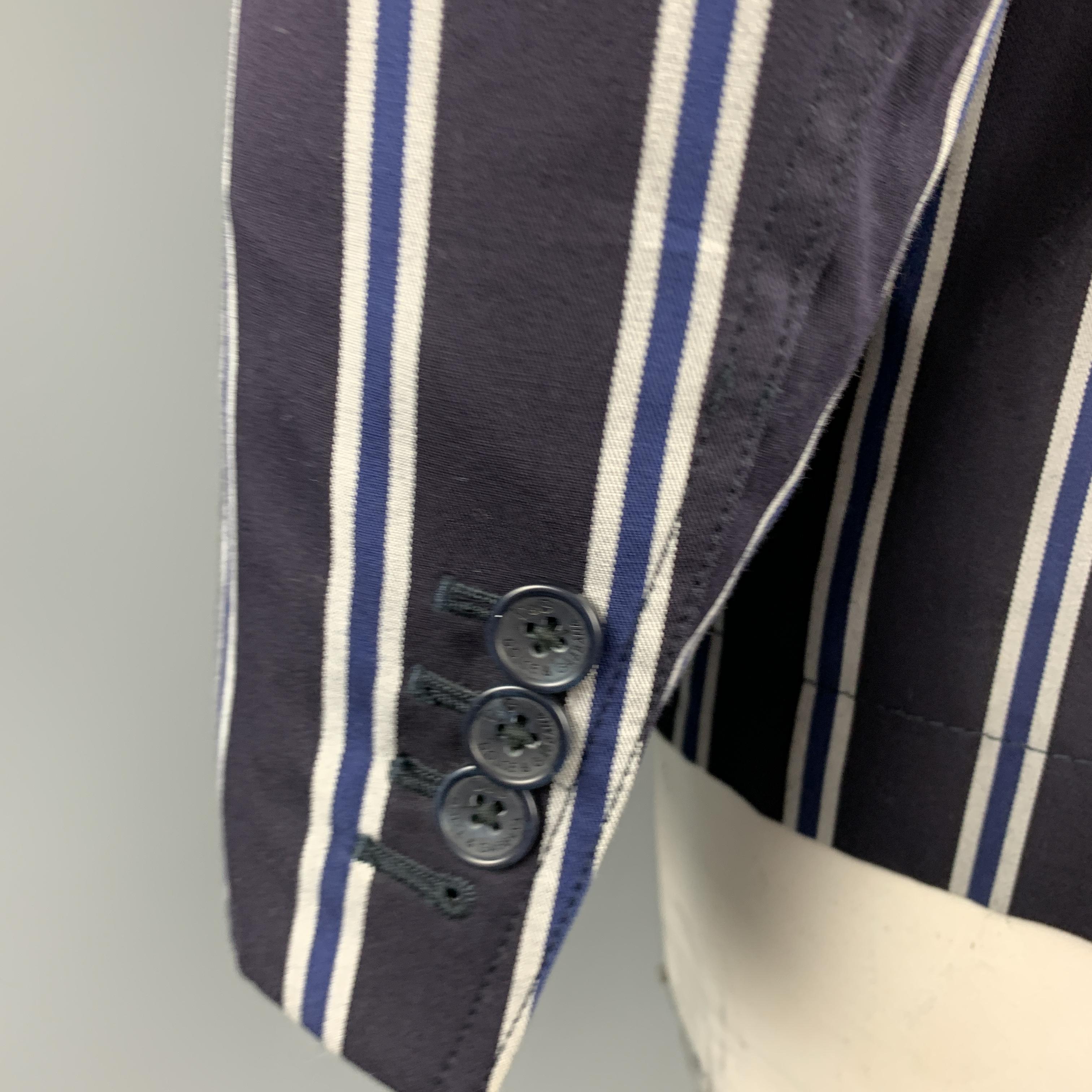 D&G by DOLCE & GABBANA Size 42 Navy Stripe Cotton Notch Lapel Sport Coat In Excellent Condition In San Francisco, CA