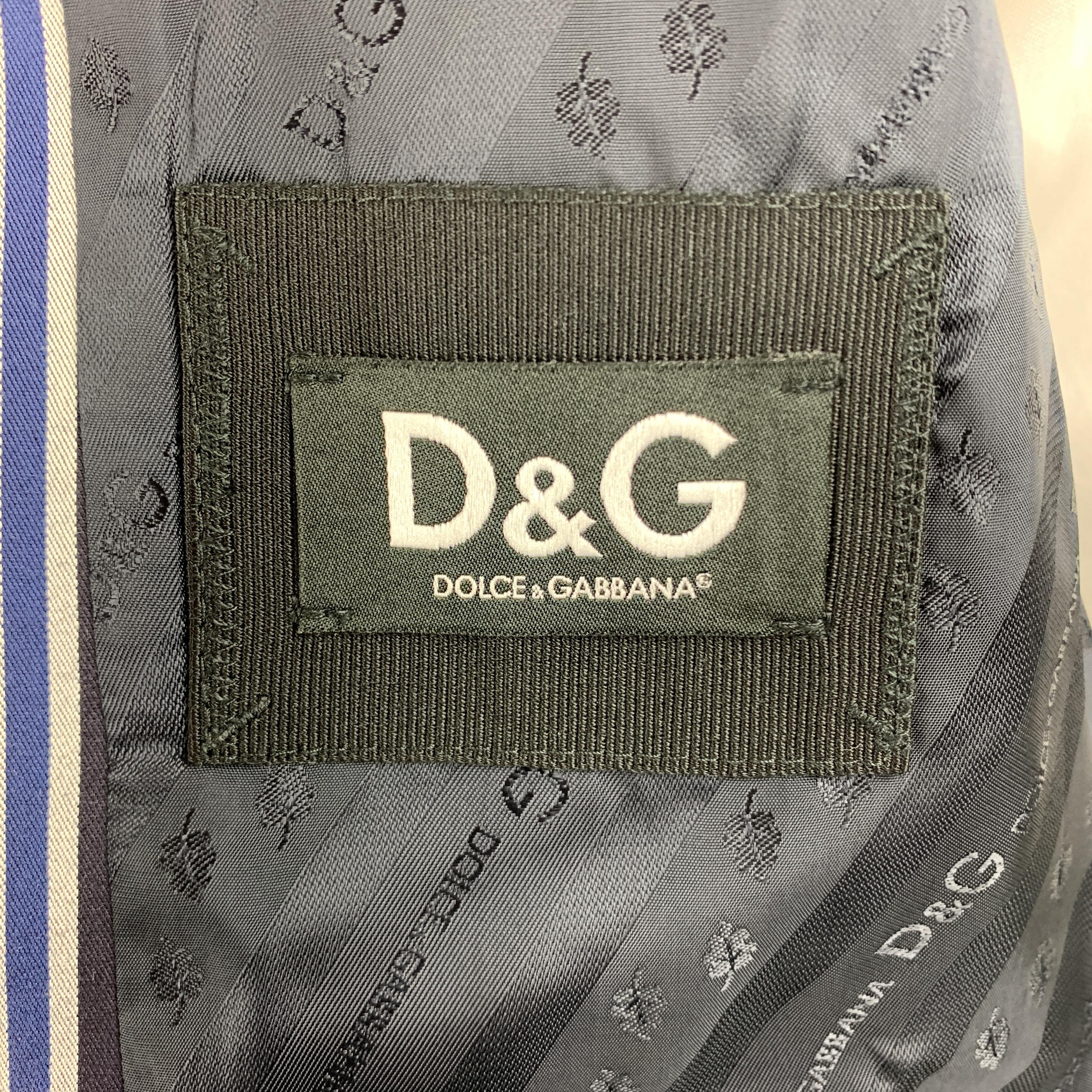 D&G by DOLCE & GABBANA Size 42 Navy Stripe Cotton Notch Lapel Sport Coat 1