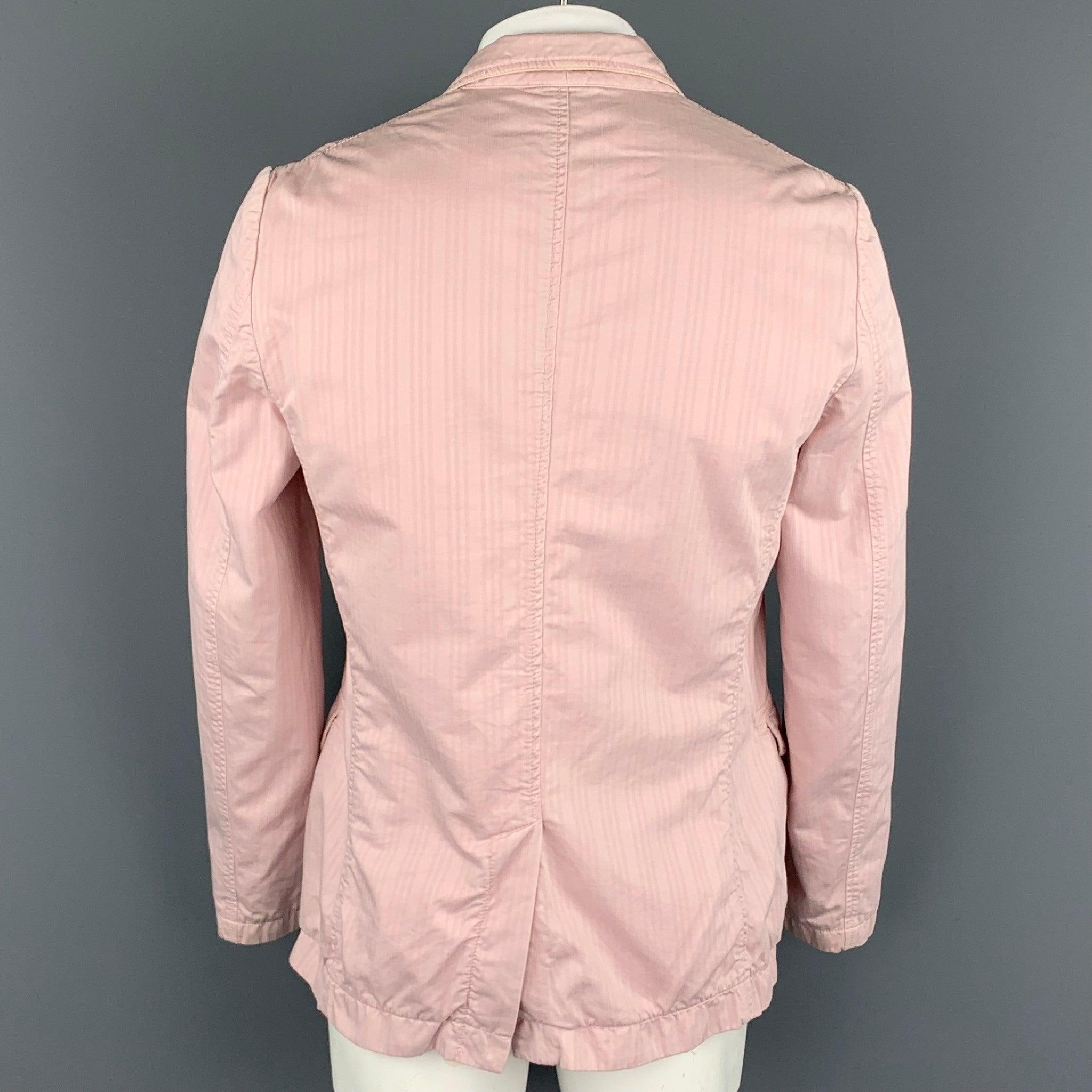 D&G by DOLCE & GABBANA - Manteau de sport à revers en coton à rayures roses, taille 42 Pour hommes en vente