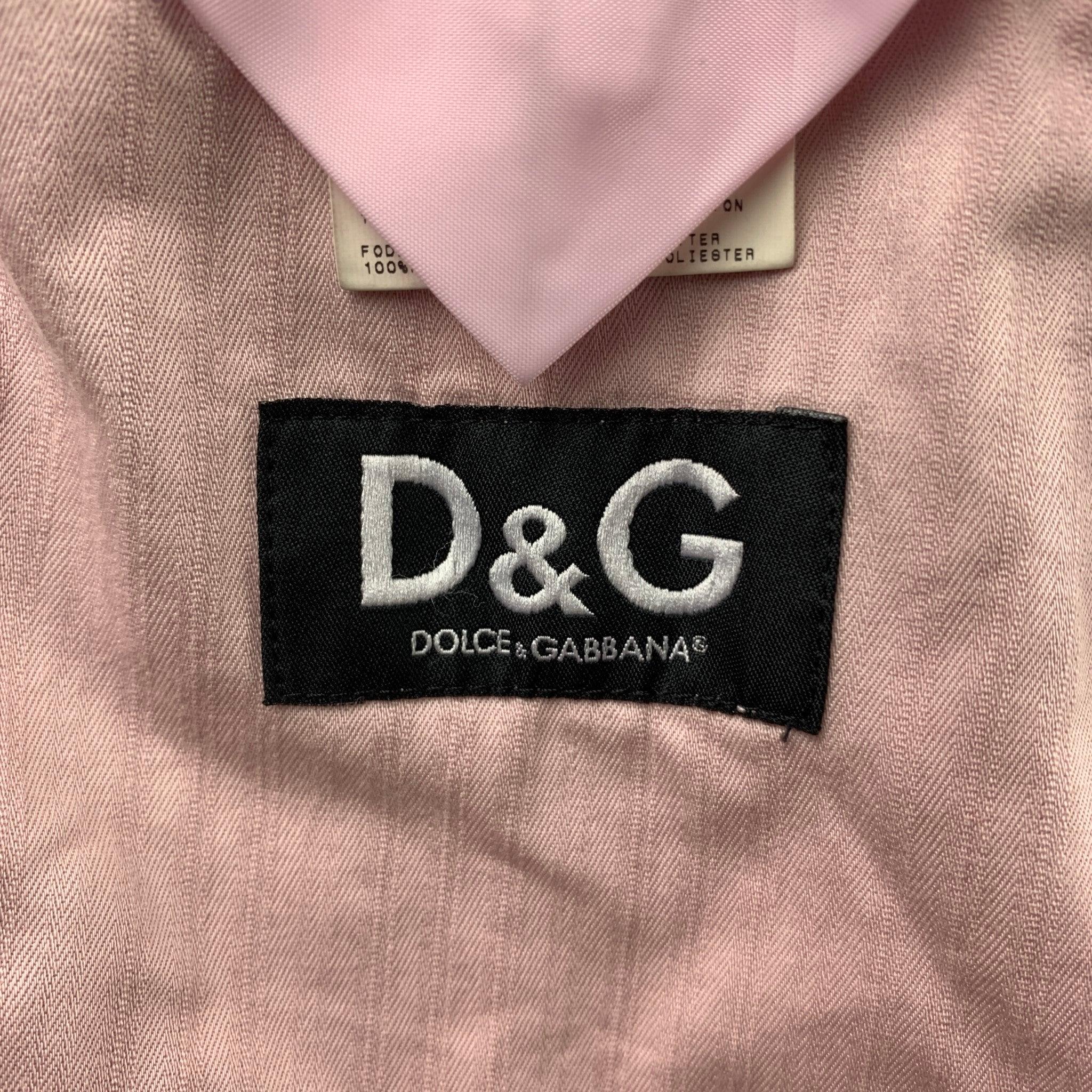 D&G by DOLCE & GABBANA - Manteau de sport à revers en coton à rayures roses, taille 42 en vente 3