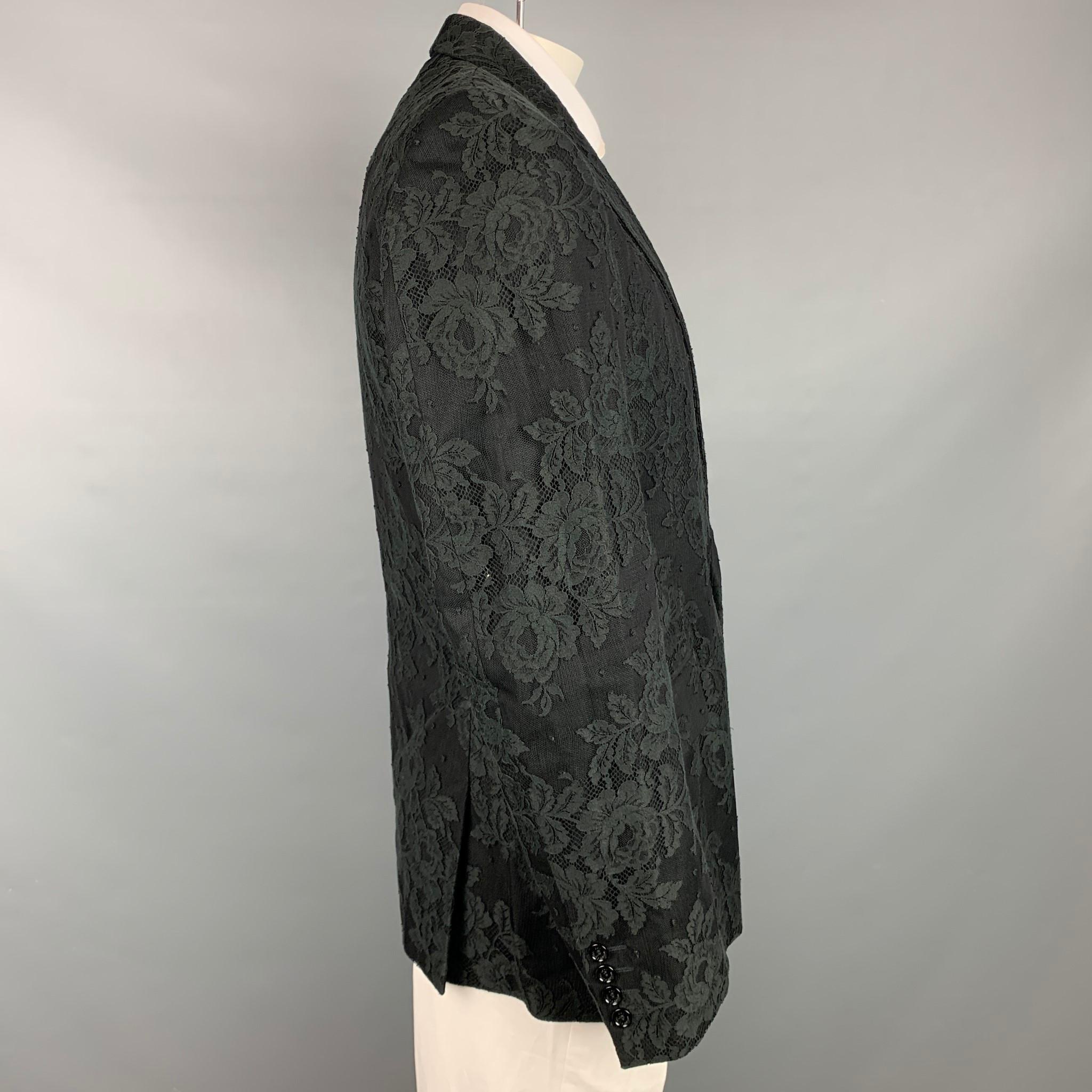 D&G by DOLCE & GABBANA Size 44 Black Lace Notch Lapel Sport Coat In Excellent Condition In San Francisco, CA