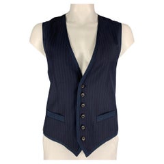 D&G by DOLCE & GABBANA Size 44 Navy Blue Stripe Viscose Blend Vest
