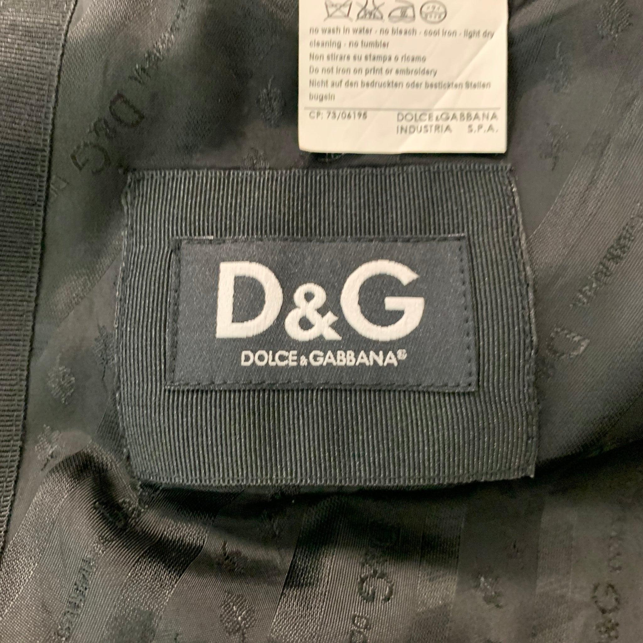 D&G by DOLCE & GABBANA Size 46 Black Window Pane Wool Viscose Blend Suit 6