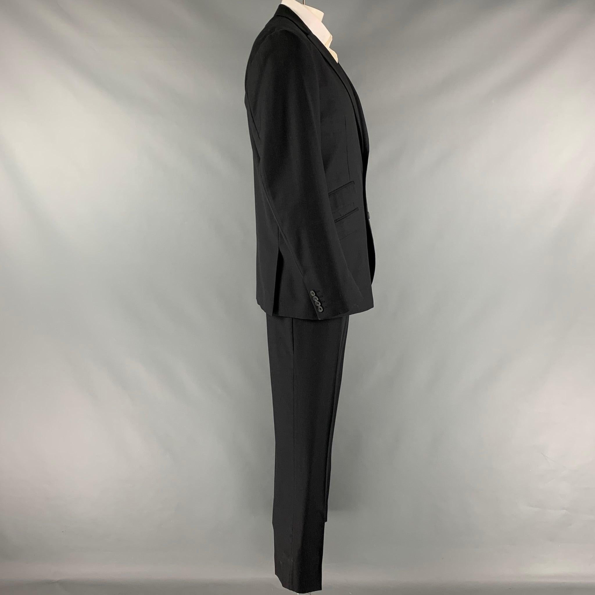 D&G by DOLCE & GABBANA Size 46 Black Window Pane Wool Viscose Blend Suit In Good Condition In San Francisco, CA