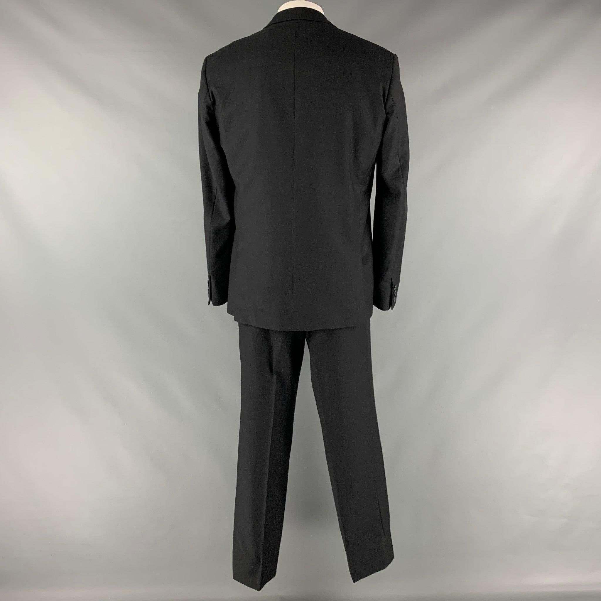 Men's D&G by DOLCE & GABBANA Size 46 Black Window Pane Wool Viscose Blend Suit