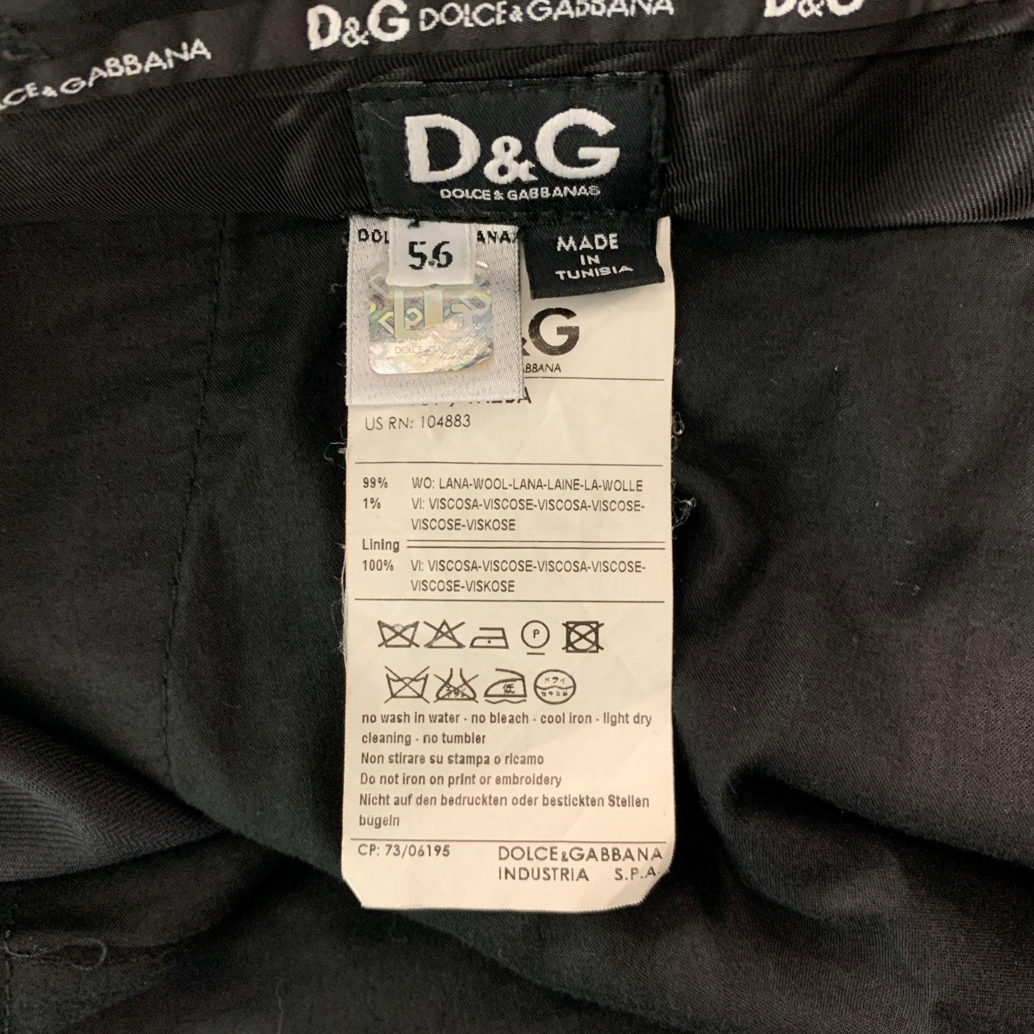 D&G by DOLCE & GABBANA Size 46 Black Window Pane Wool Viscose Blend Suit 4