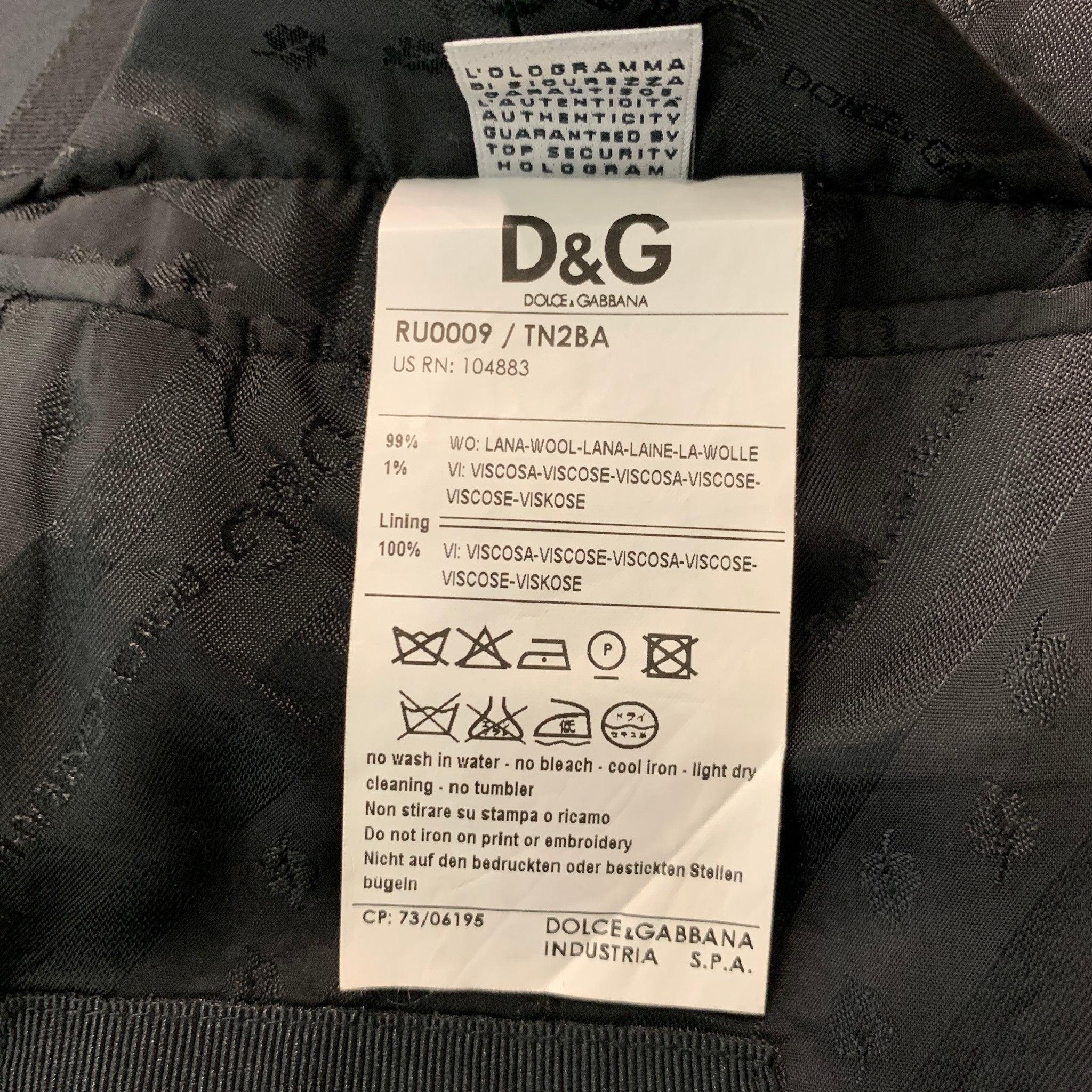 D&G by DOLCE & GABBANA Size 46 Black Window Pane Wool Viscose Blend Suit 5