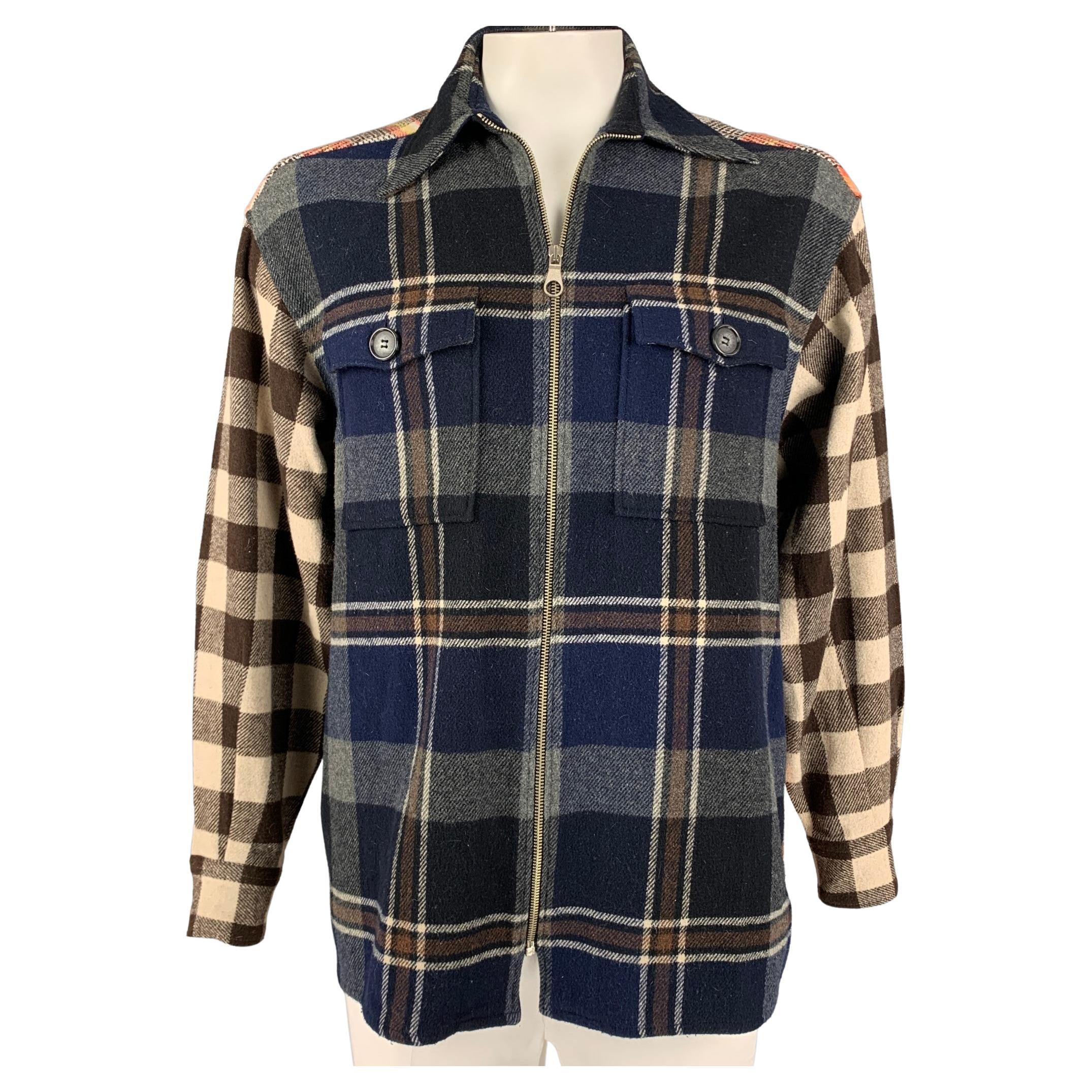 D&G by DOLCE 
GABBANA Size 50 Multi-Color Plaid Zip Up Jacket