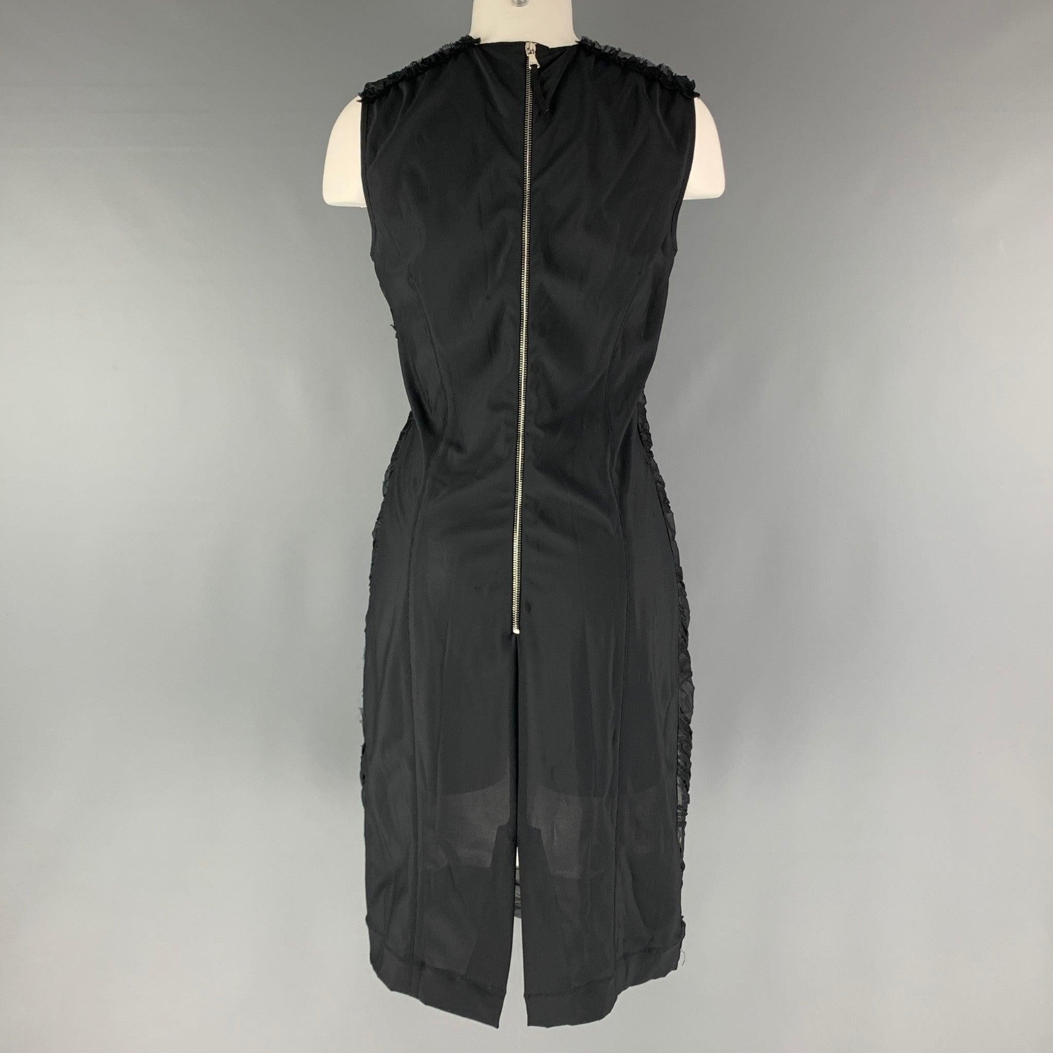 D&G by DOLCE & GABBANA Taille 8 Robe droite froncée en nylon noir Bon état - En vente à San Francisco, CA