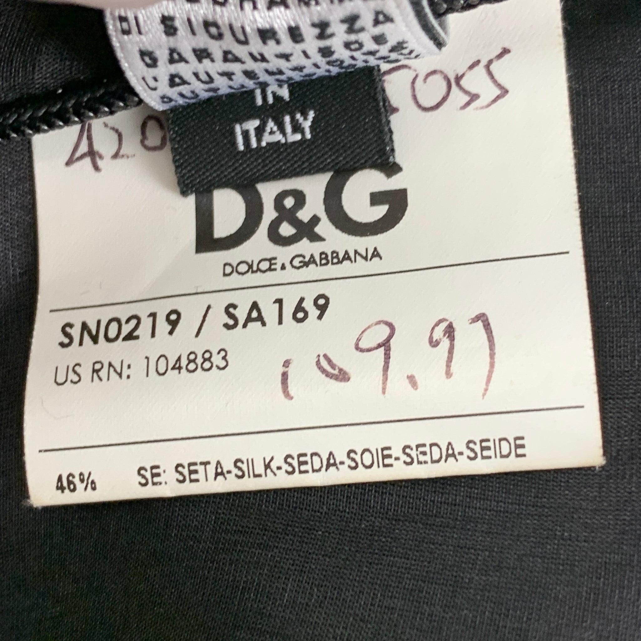 D&G by DOLCE & GABBANA Taille 8 Top robe en soie mélangée noire en vente 1