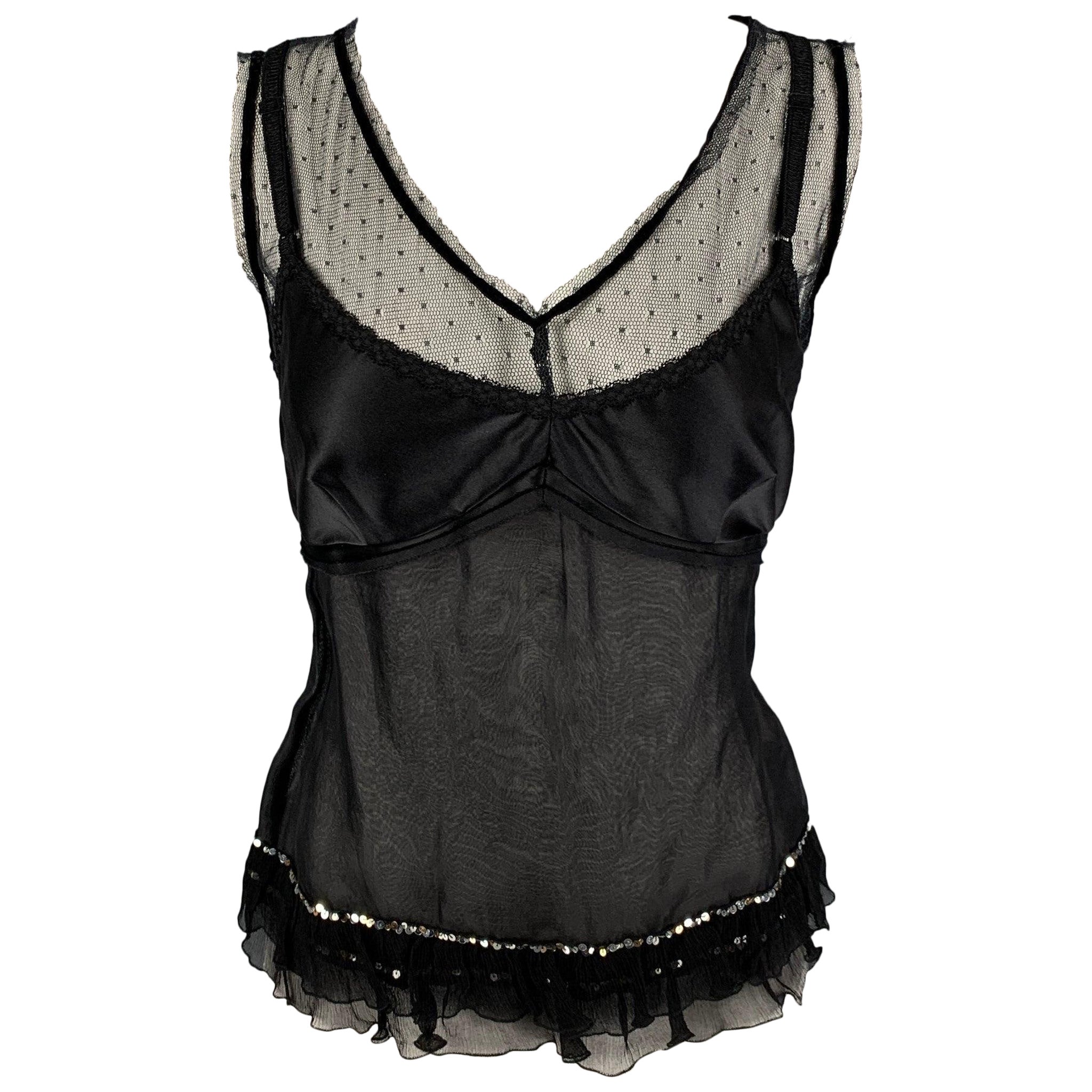 D&G by DOLCE & GABBANA Größe 8 Schwarzes Kleid aus Seidenmischung Top
