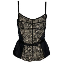 D&G by DOLCE & GABBANA Size 8 Black White Polyamide Bend Lace Bustier Dress Top