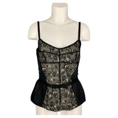D&G by DOLCE & GABBANA Size 8 Black White Polyamide Bend Lace Bustier Dress Top