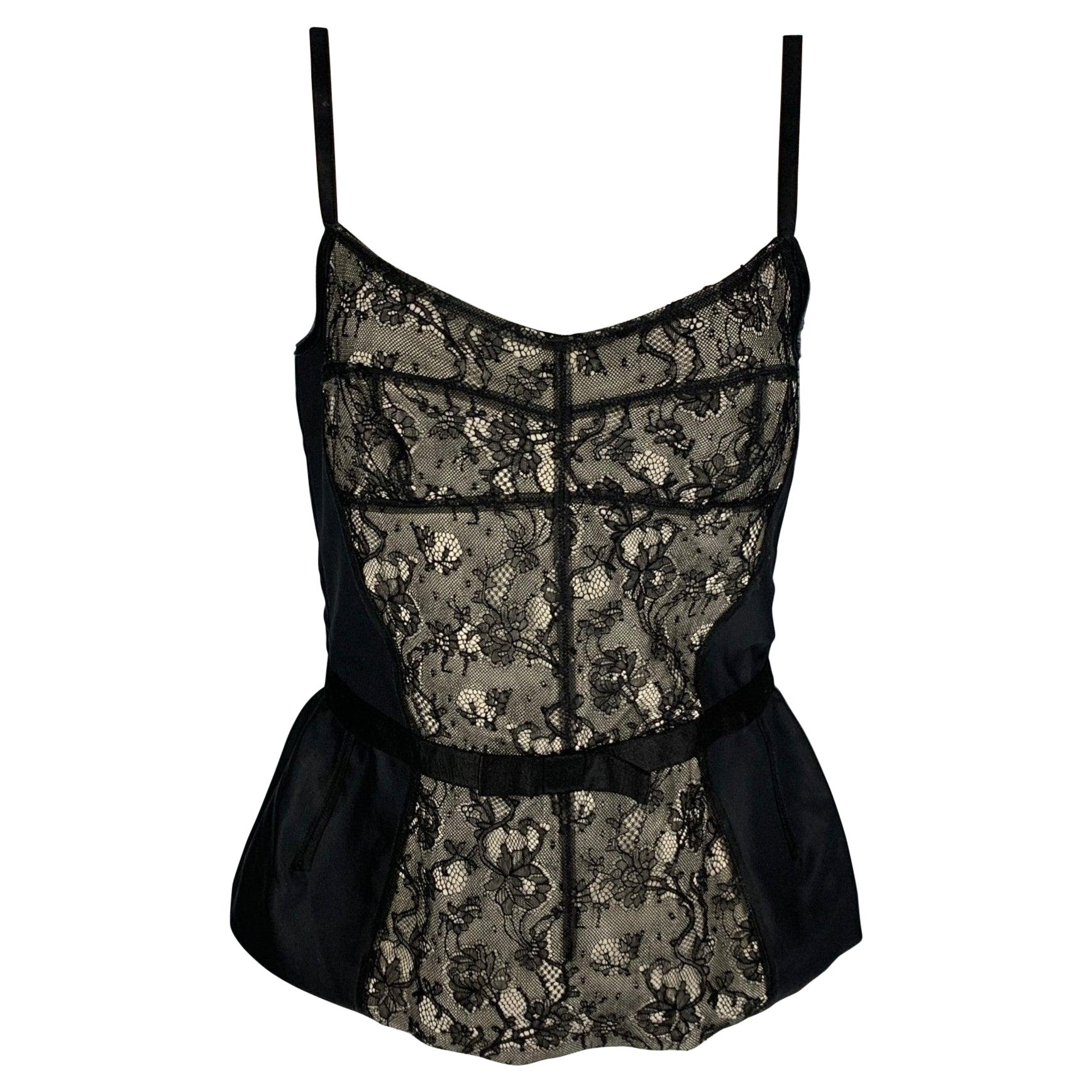 D&G by DOLCE & GABBANA Größe 8 Schwarz Weißes Bustierkleid aus Polyamidenmischung Top