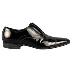 D&G by DOLCE & GABBANA - Chaussures en cuir perforé noir sans dentelle, taille 9,5
