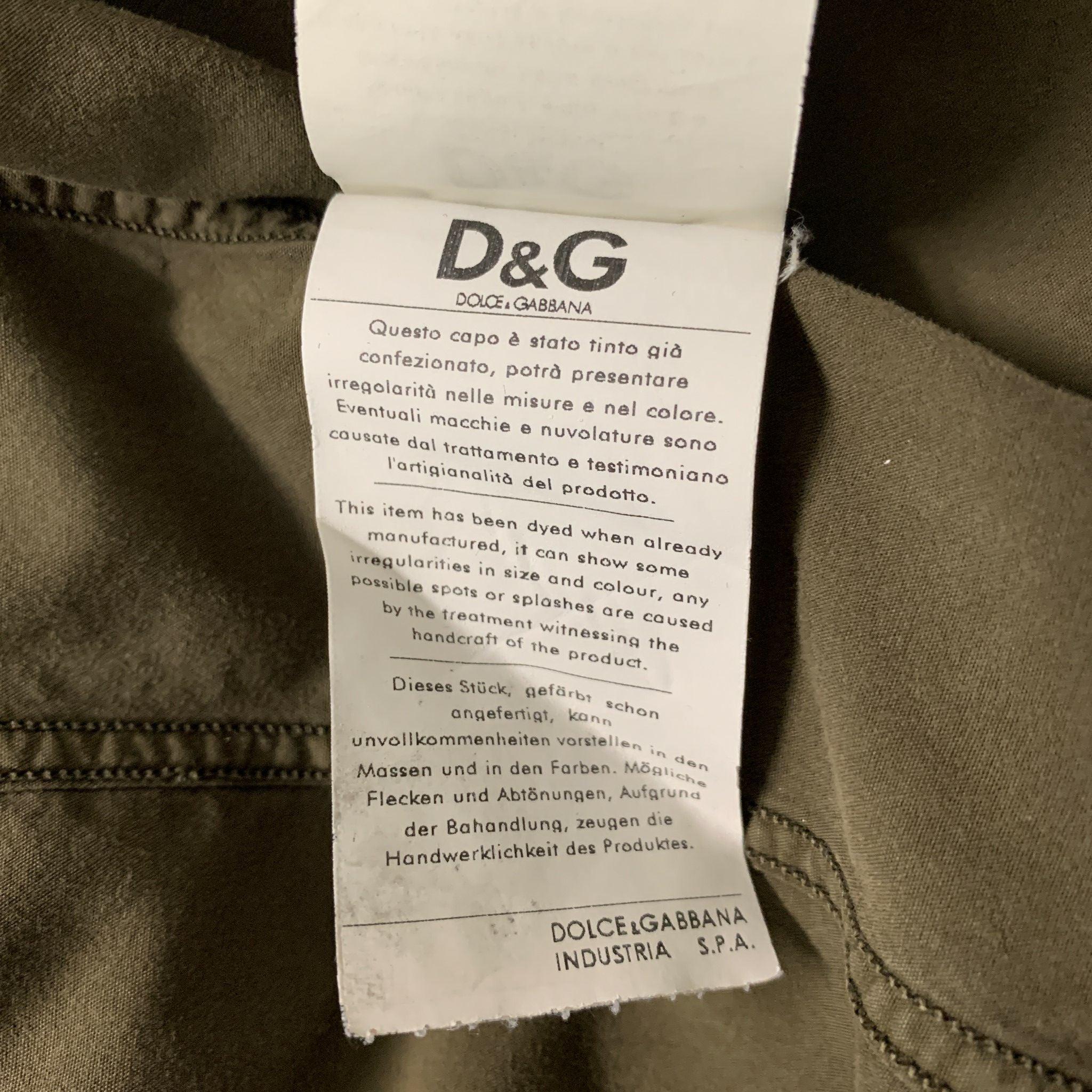 D&G by DOLCE & GABBANA Size L Brown Cotton Button Up Long Sleeve Shirt For Sale 2