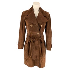 D&G by DOLCE & GABBANA Size S Brown Suede Trench Coat