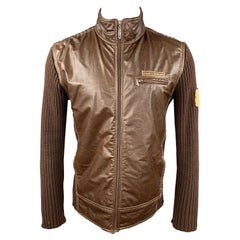 D&G by DOLCE 
GABBANA Size XL Brown Knit Cotton Bomber Jacket