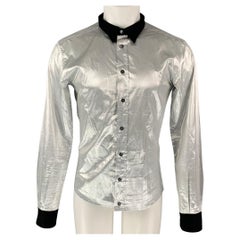 D&G by DOLCE & GABBANA Size XS Silver & Black Metallic Button Up Shirt