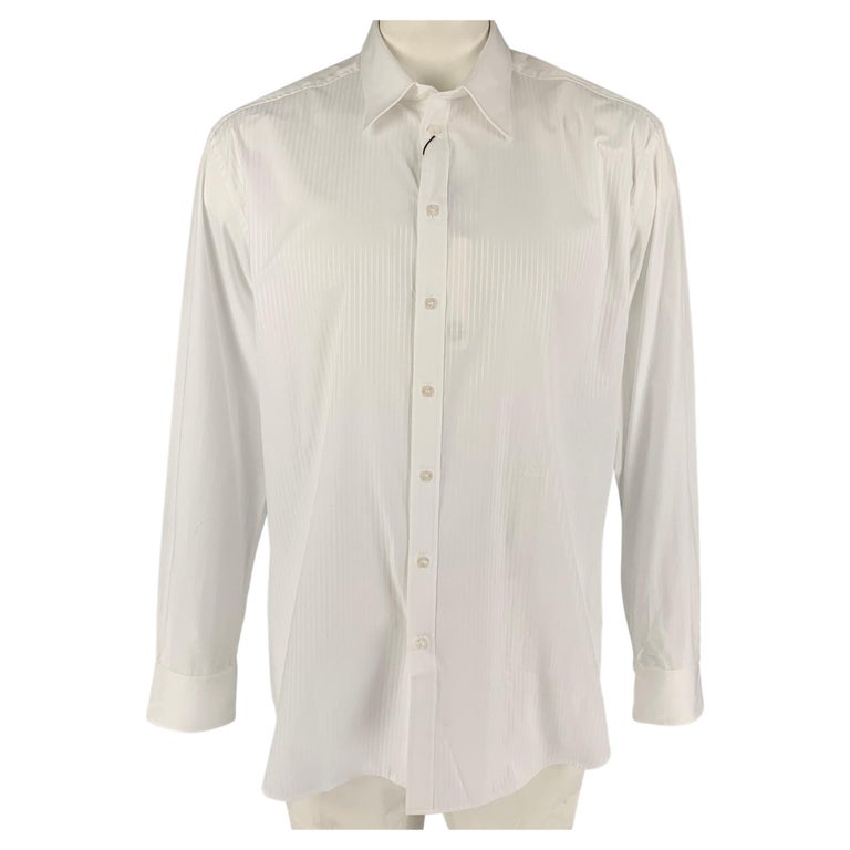 D&G by DOLCE and GABBANA Size XXL White Stripe Cotton Button Up Long