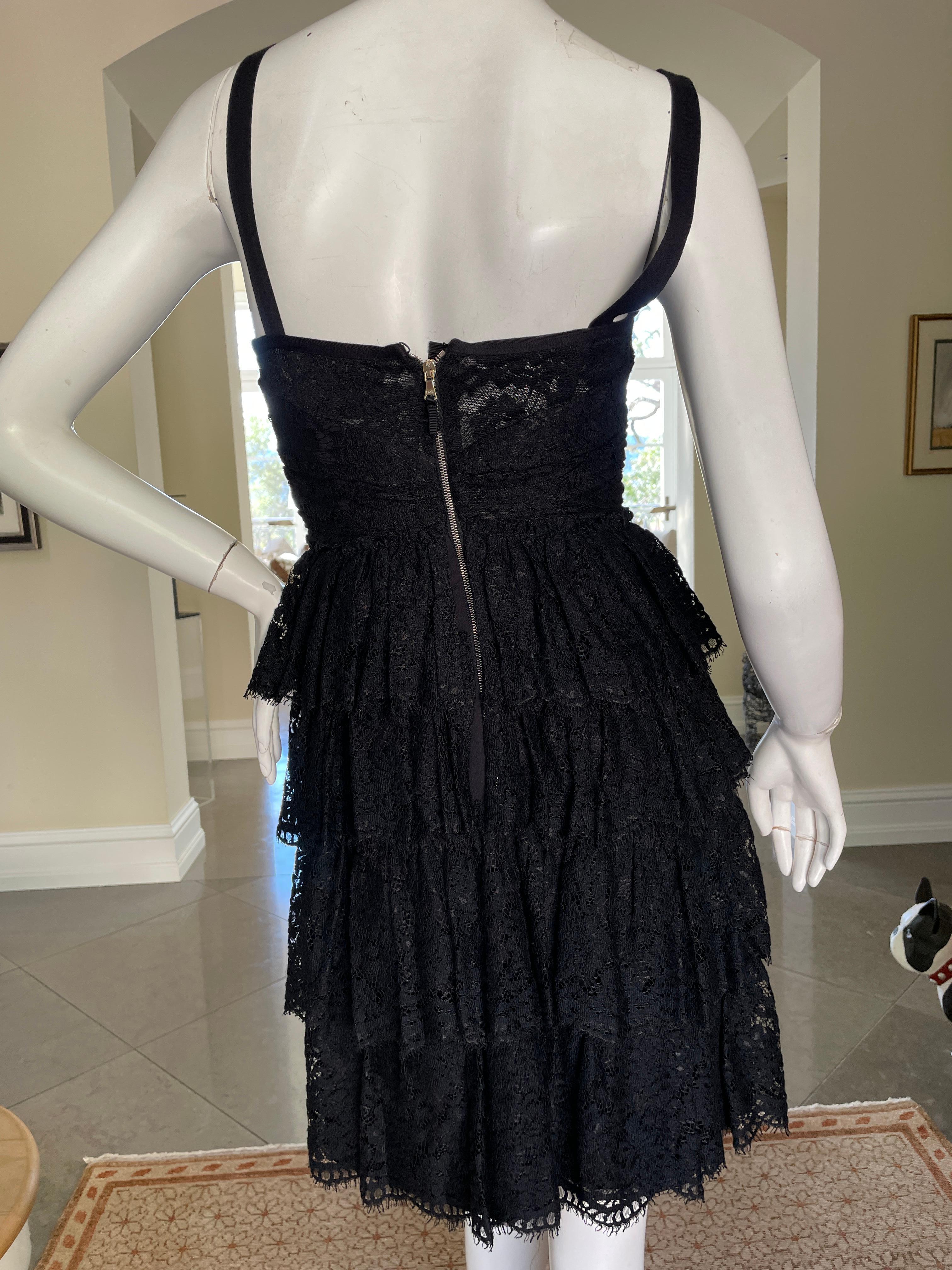 D&G by Dolce & Gabbana Vintage Black Lace Tiered Cocktail Dress
  Size 40
 Bust 34