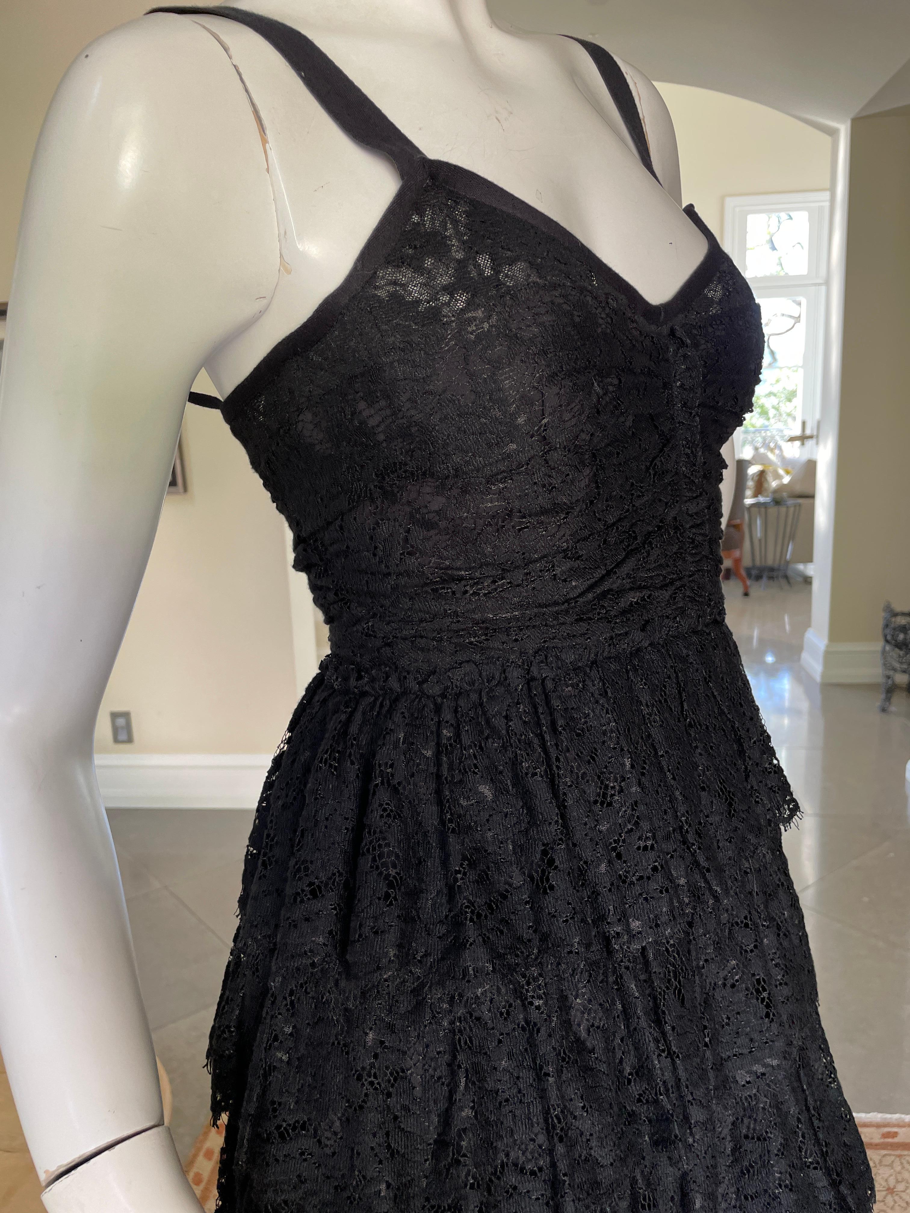 D&G by Dolce & Gabbana Vintage Black Lace Tiered Cocktail Dress    In Excellent Condition For Sale In Cloverdale, CA
