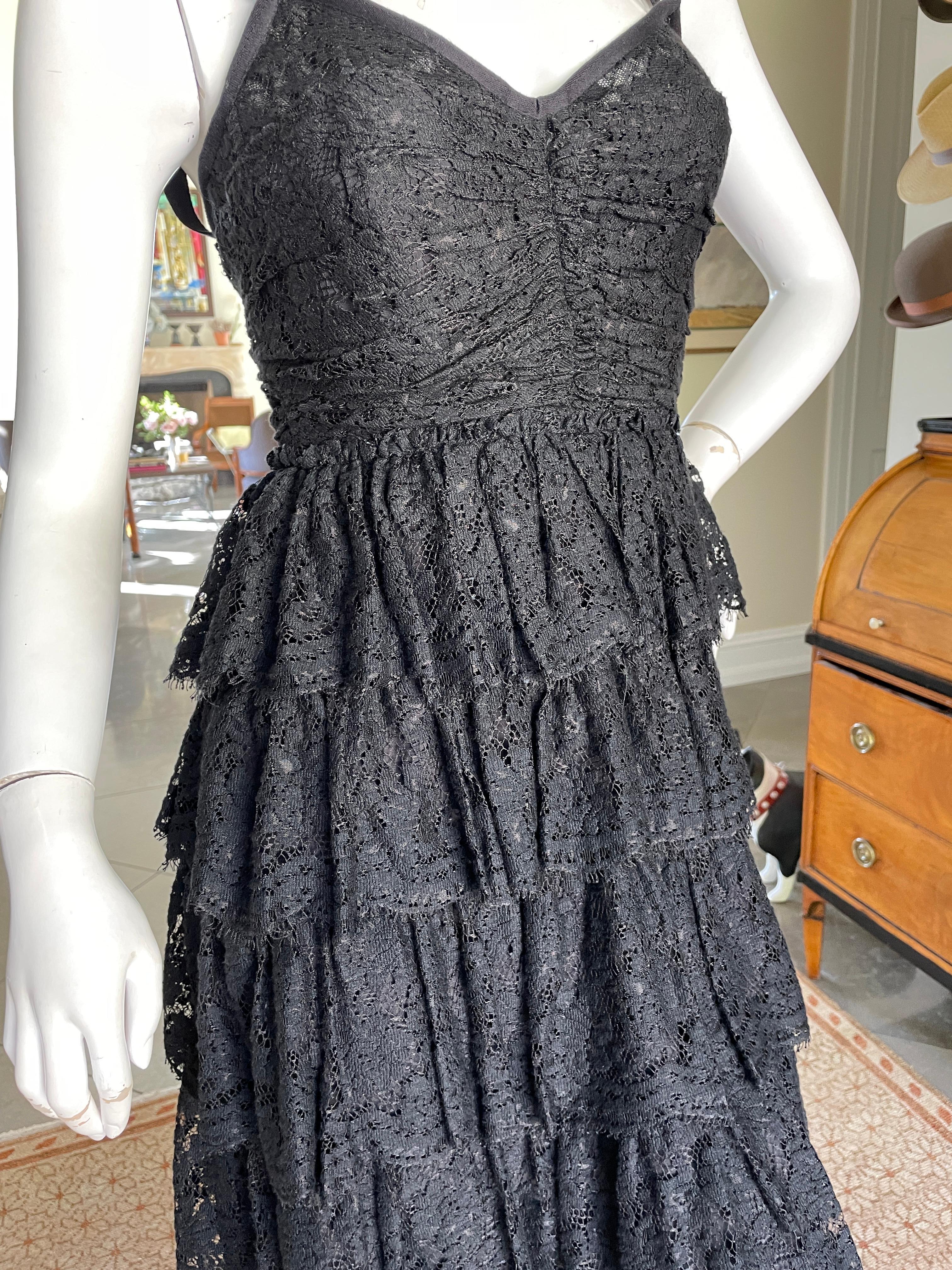 D&G by Dolce & Gabbana Vintage Black Lace Tiered Cocktail Dress    For Sale 2