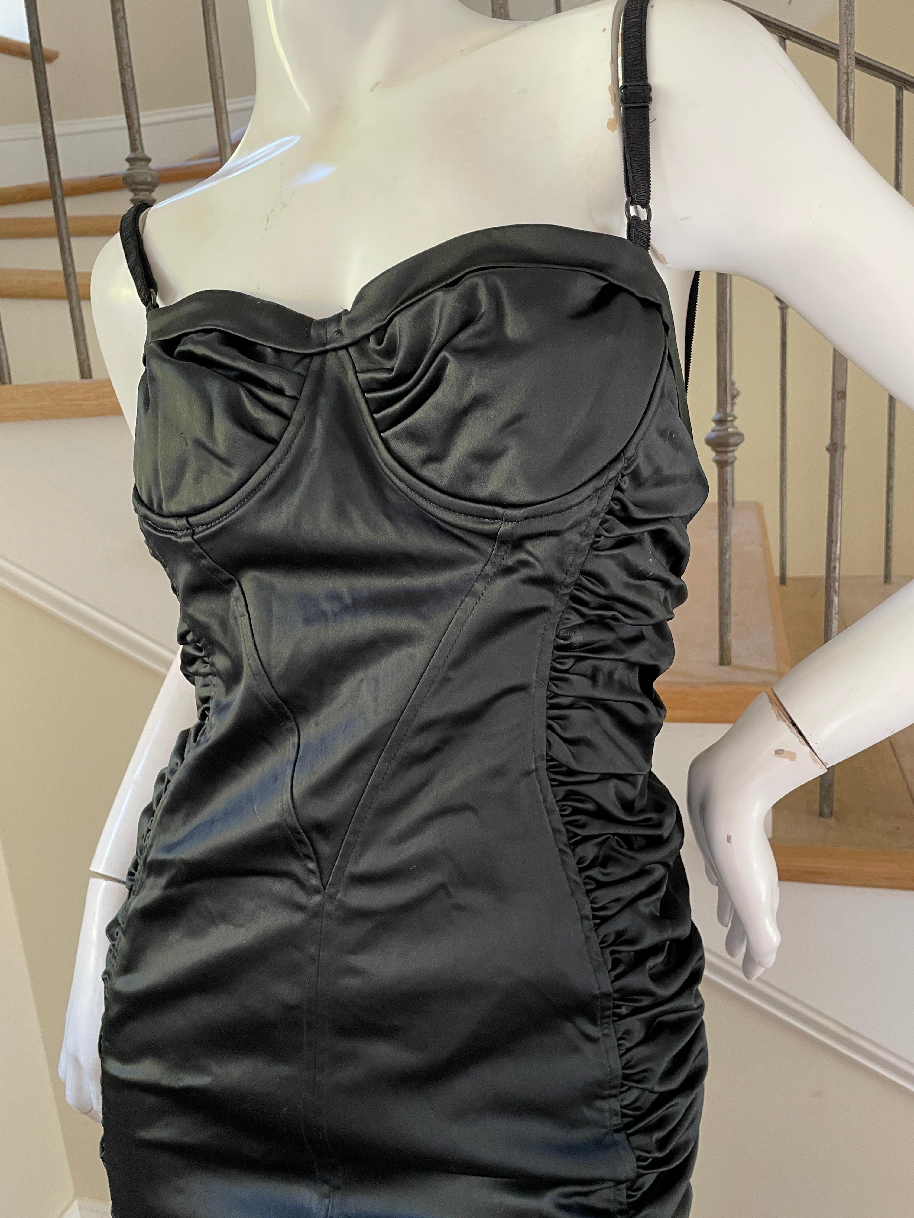 D&G by Dolce & Gabbana Vintage Black Ruched Cocktail Dress with Underwire Bra
Size 42 runs true to size
 Bust 34