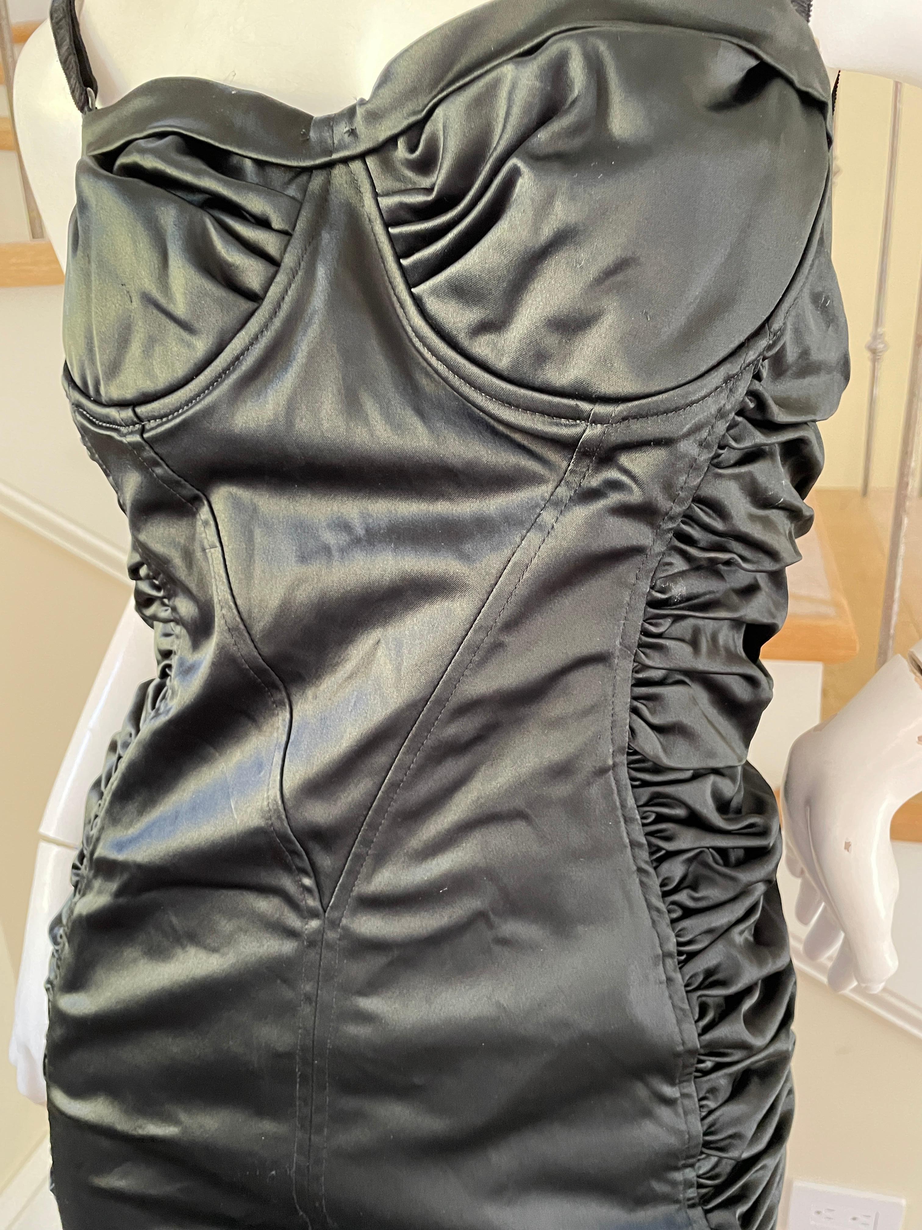 D&G by Dolce & Gabbana Vintage Black Ruched Cocktail Dress with Underwire Bra In Excellent Condition For Sale In Cloverdale, CA