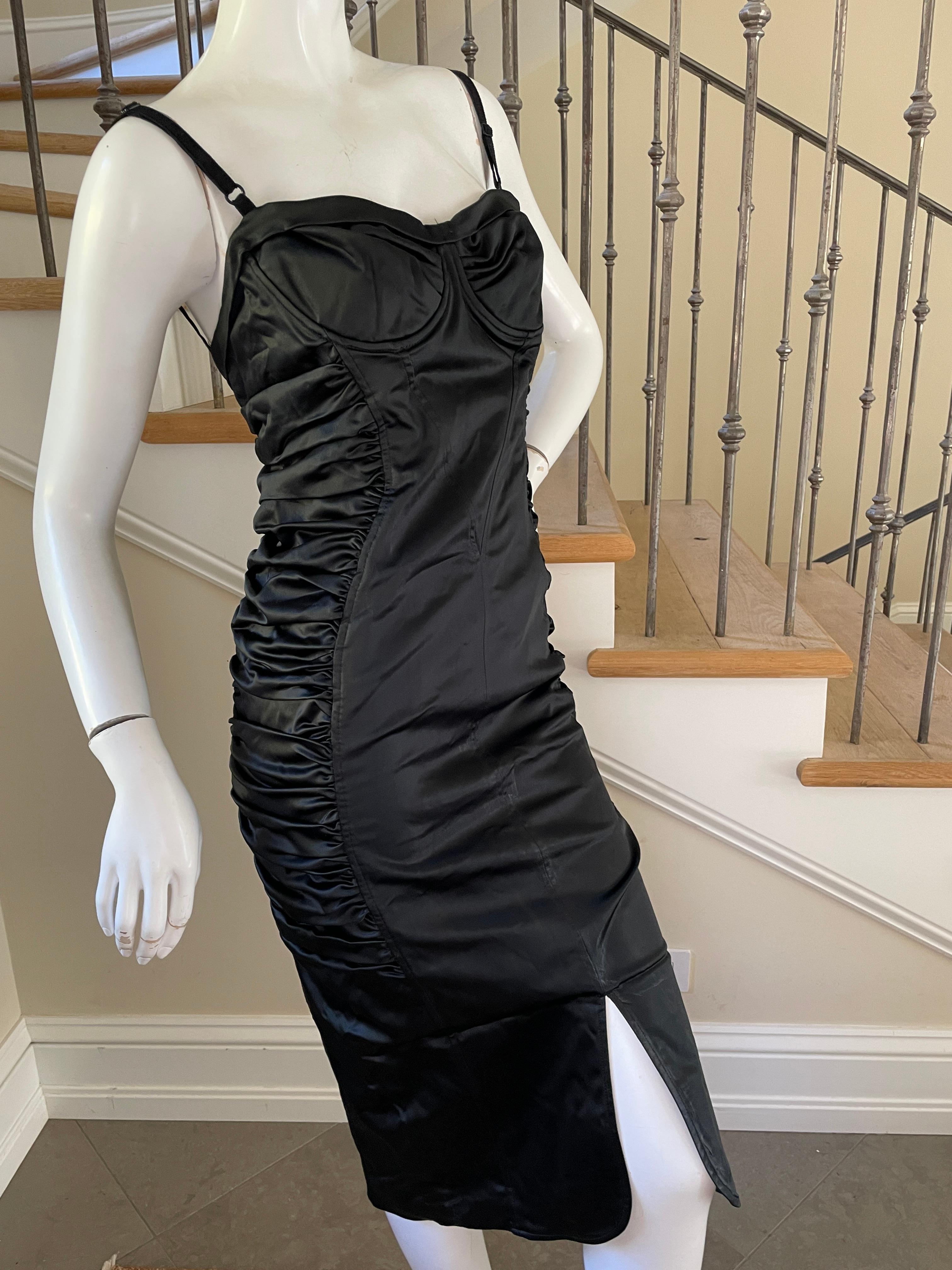 D&G by Dolce & Gabbana Vintage Black Ruched Cocktail Dress with Underwire Bra For Sale 2