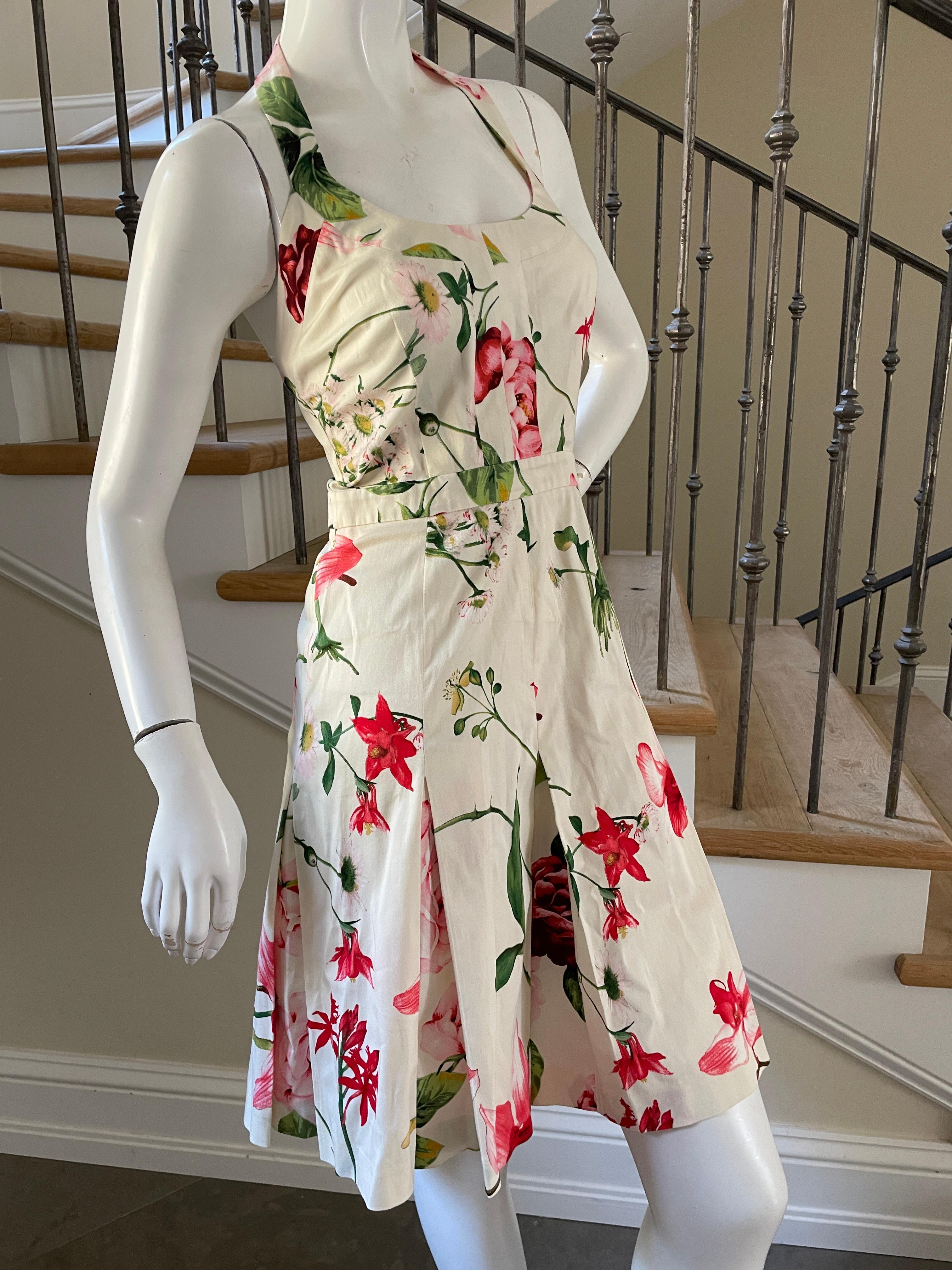 Gray D&G by Dolce & Gabbana Vintage Cotton Floral Halter Style Cocktail Dress   For Sale