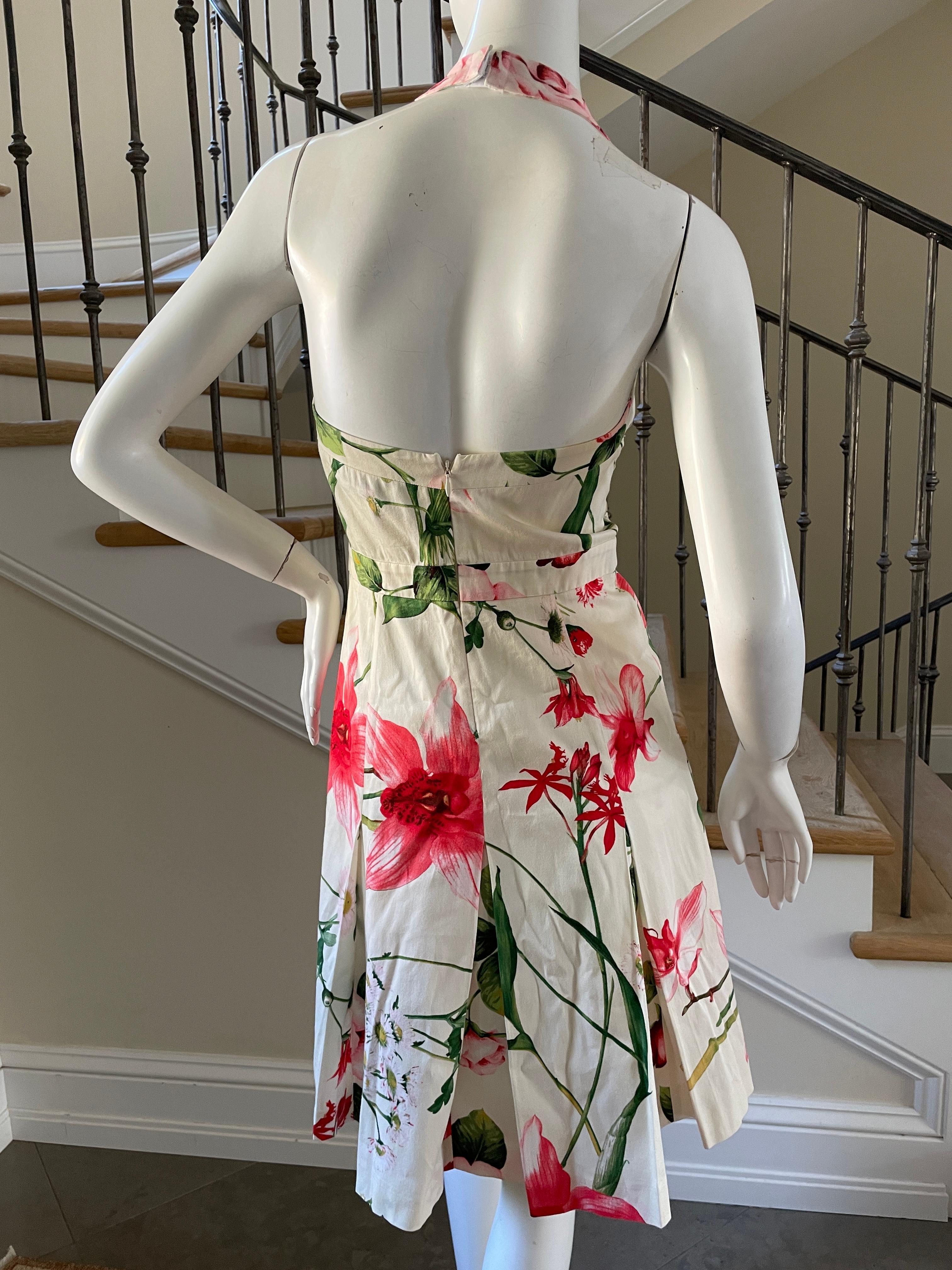 D&G by Dolce & Gabbana Vintage Cotton Floral Halter Style Cocktail Dress   In Excellent Condition For Sale In Cloverdale, CA