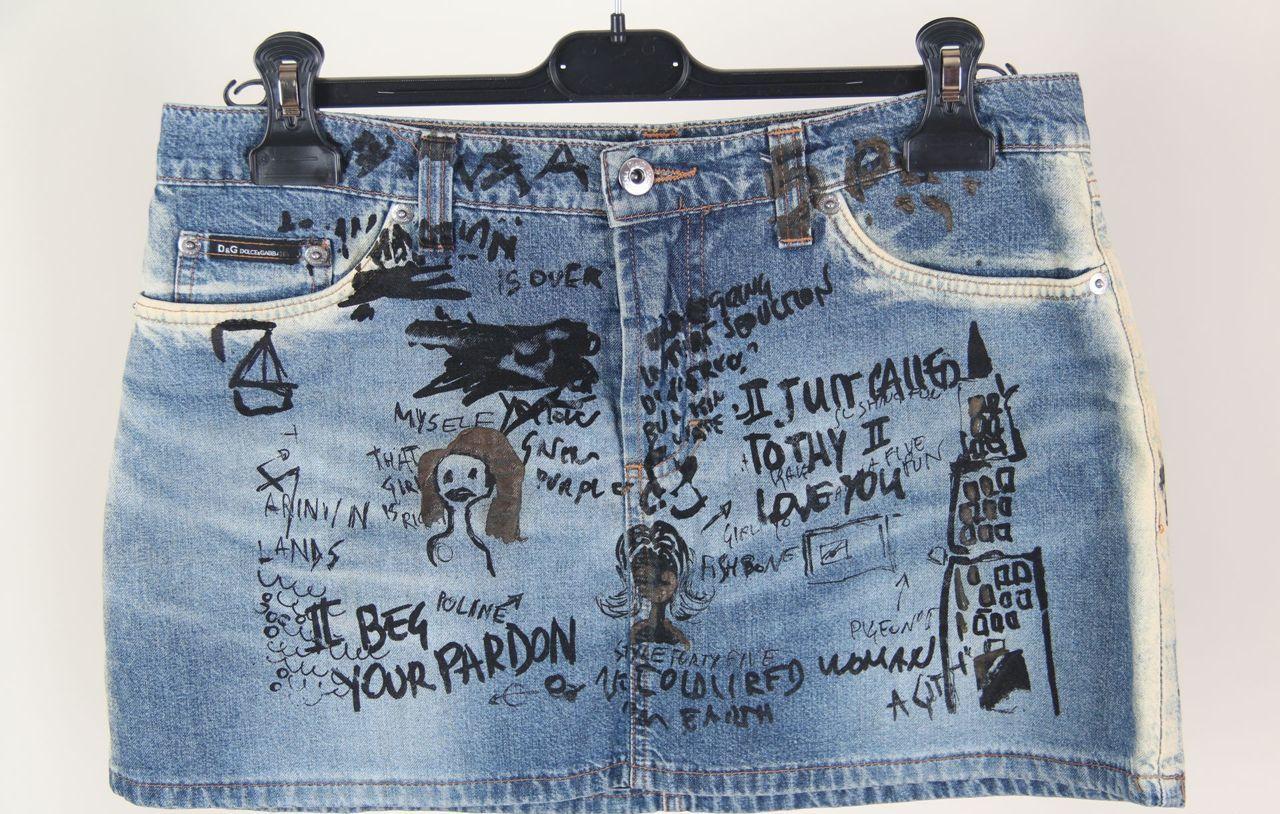 Gray D&G by DOLCE & GABBANA vintage denim suit with skirt For Sale