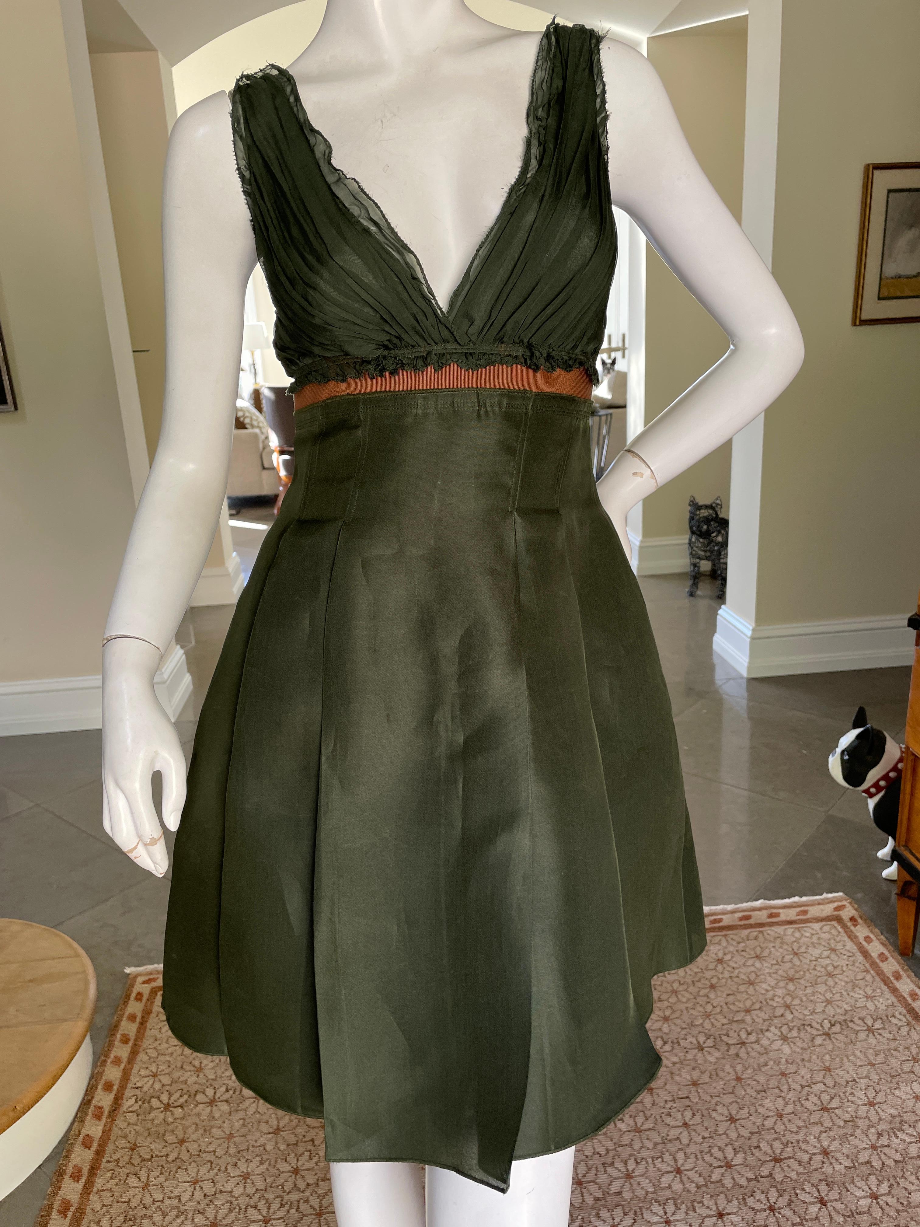 D&G by Dolce & Gabbana Vintage Green Silk Cocktail Dress.
Unworn, new without tags
 Size 40
 Bust 34