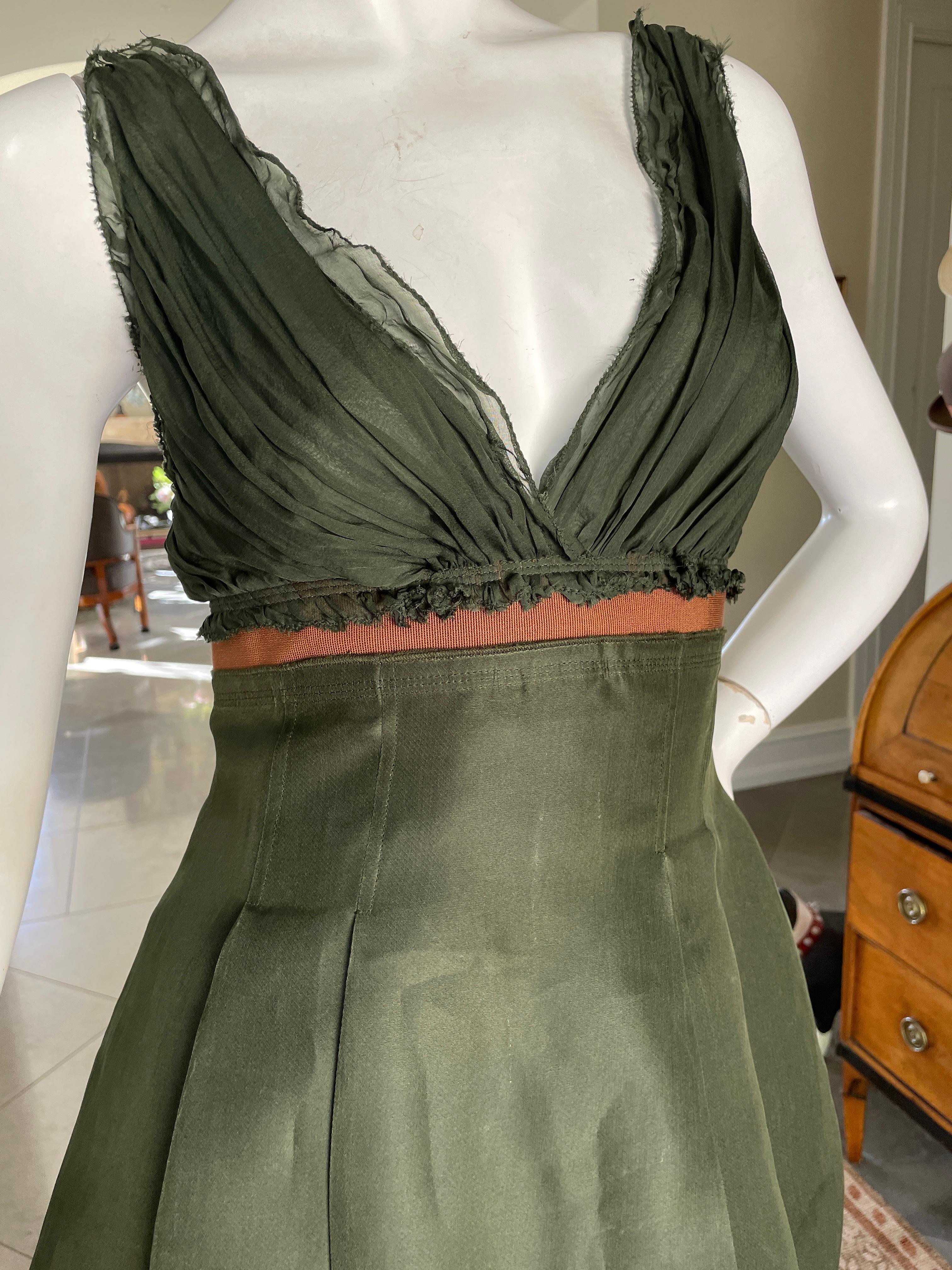 Black D&G by Dolce & Gabbana Vintage Green Silk Cocktail Dress For Sale