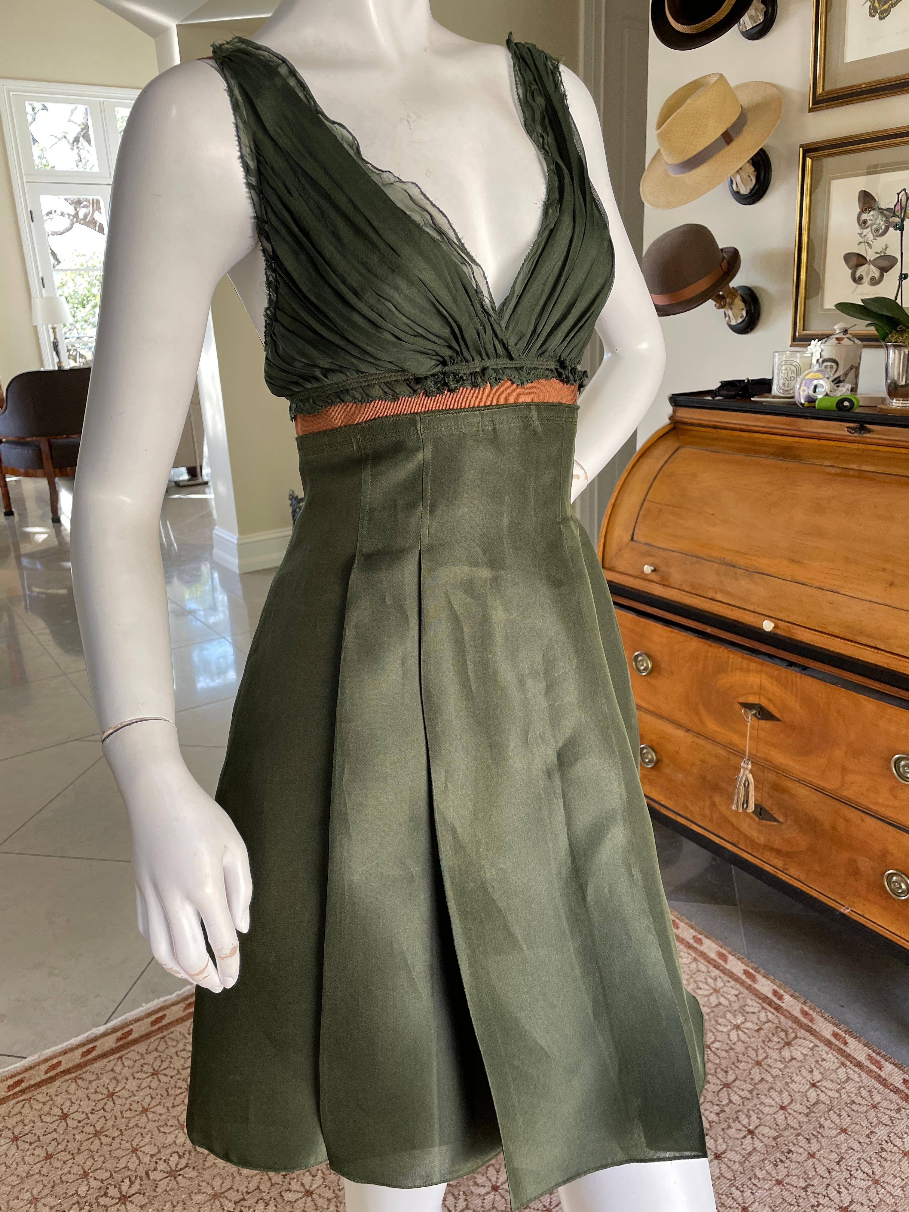 Women's D&G by Dolce & Gabbana Vintage Green Silk Cocktail Dress For Sale