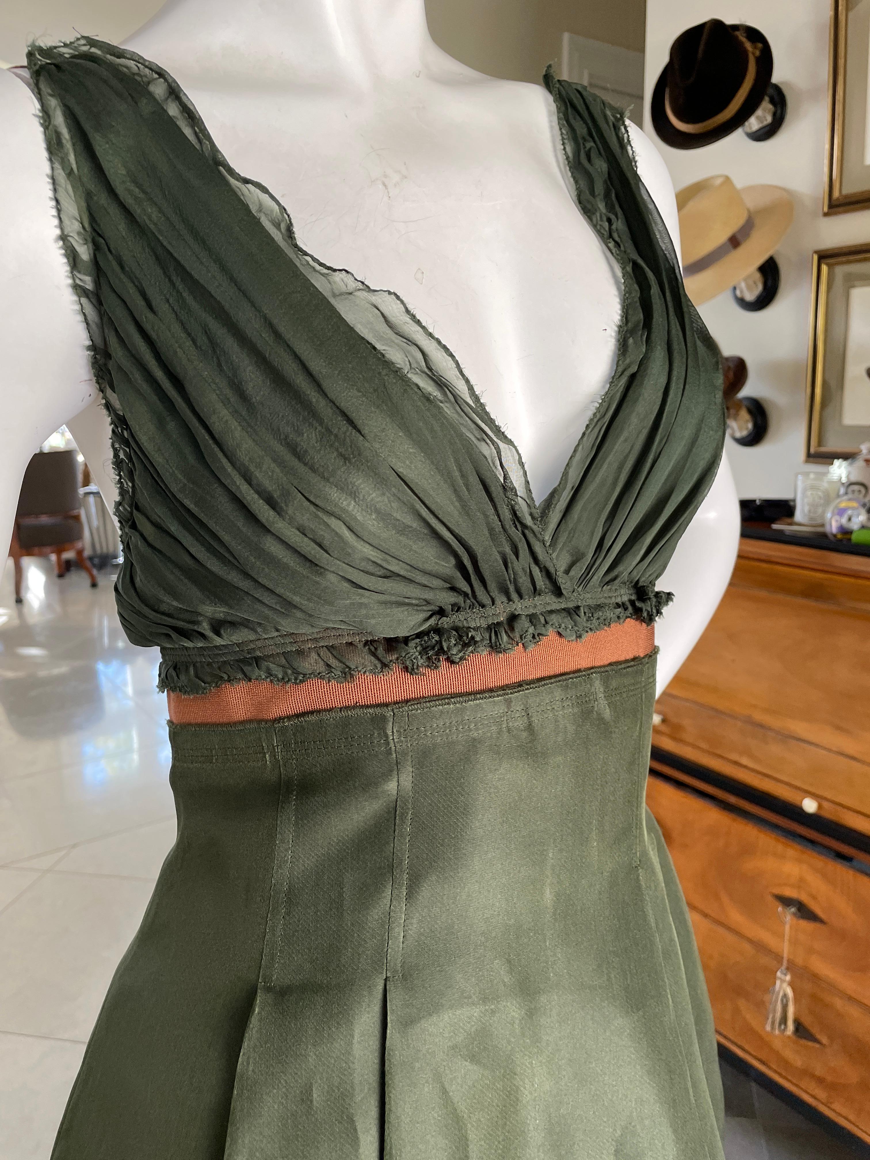 D&G by Dolce & Gabbana Vintage Green Silk Cocktail Dress For Sale 1