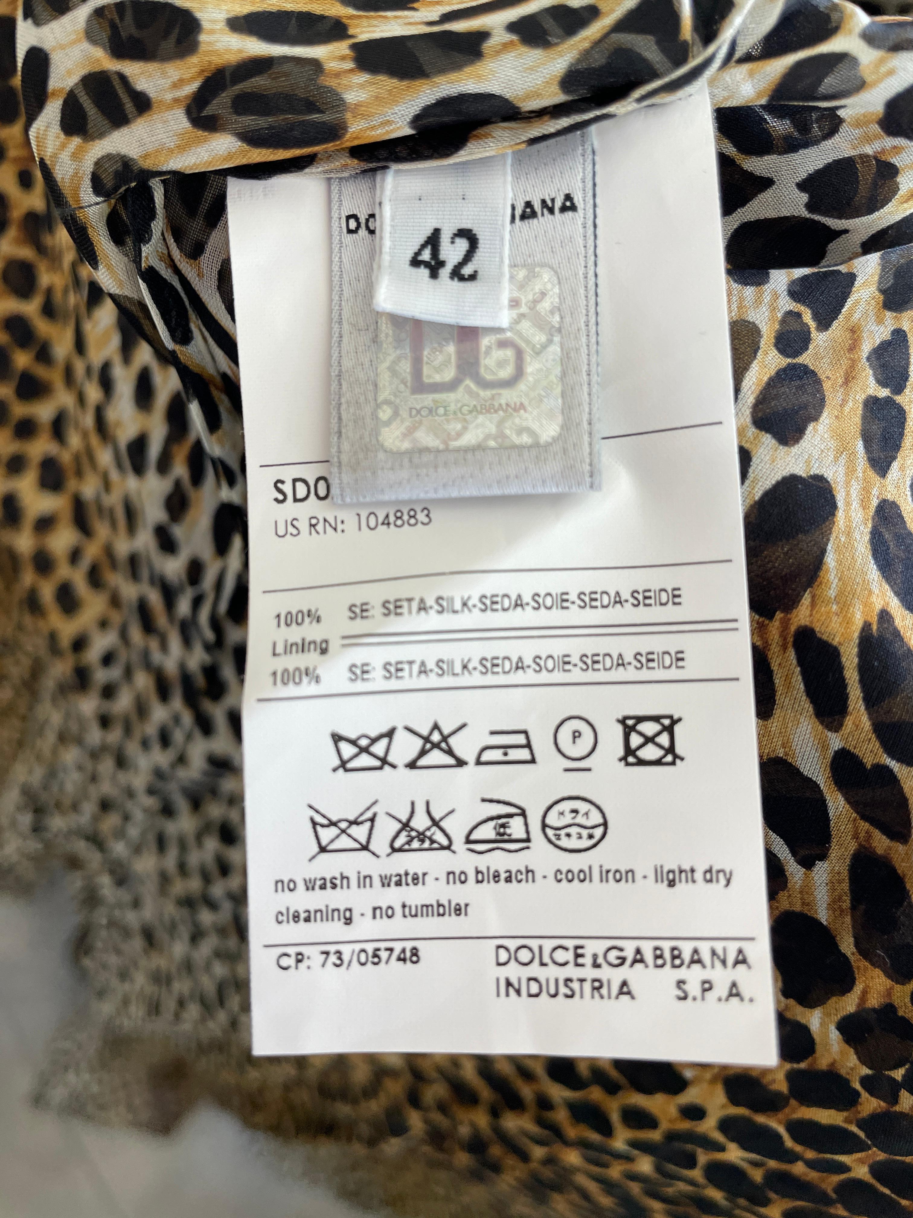 D&G by Dolce & Gabbana Vintage Leopard Silk Halter Style Evening Dress w Train For Sale 5