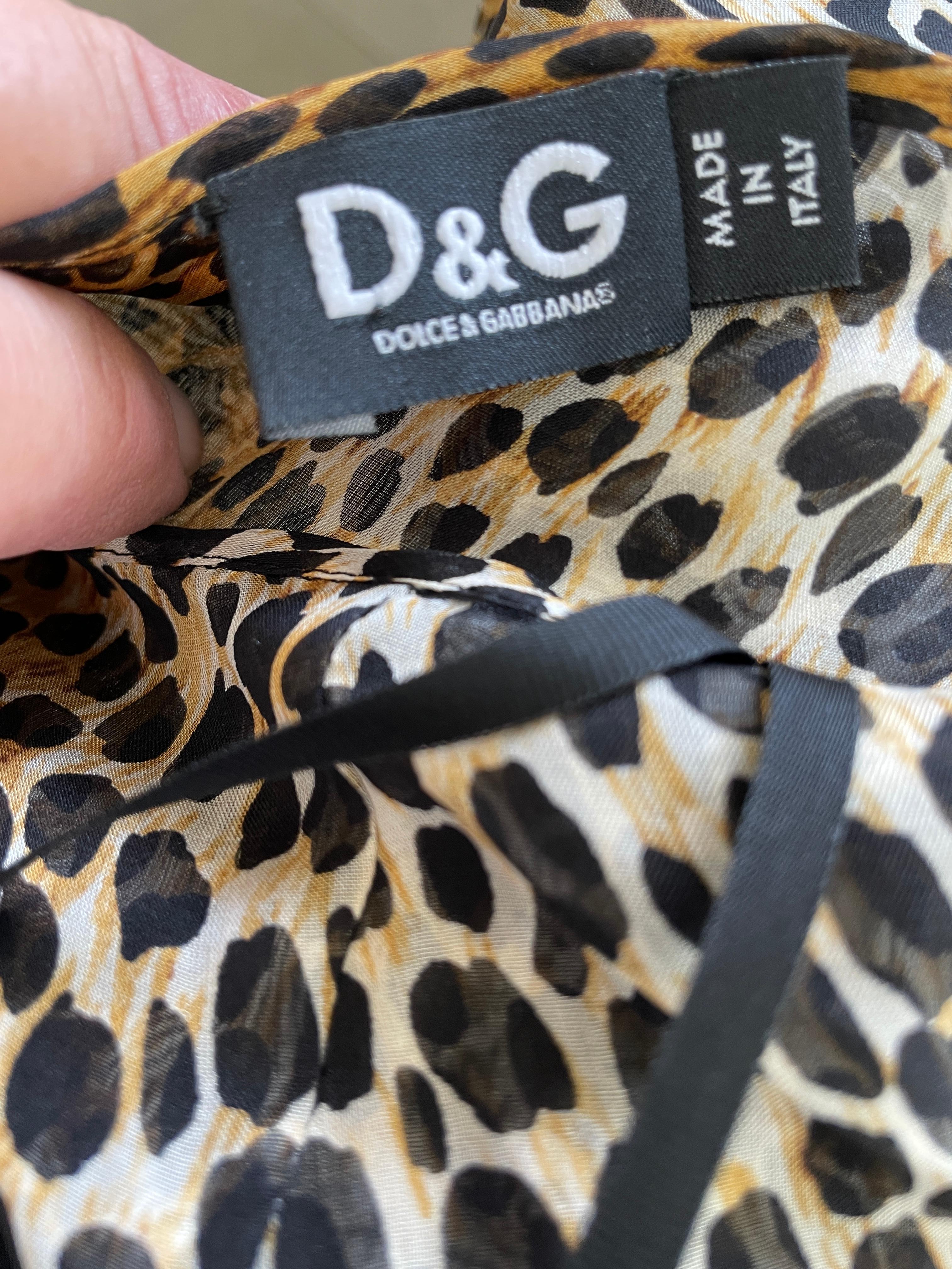 D&G by Dolce & Gabbana Vintage Leopard Silk Halter Style Evening Dress w Train For Sale 4