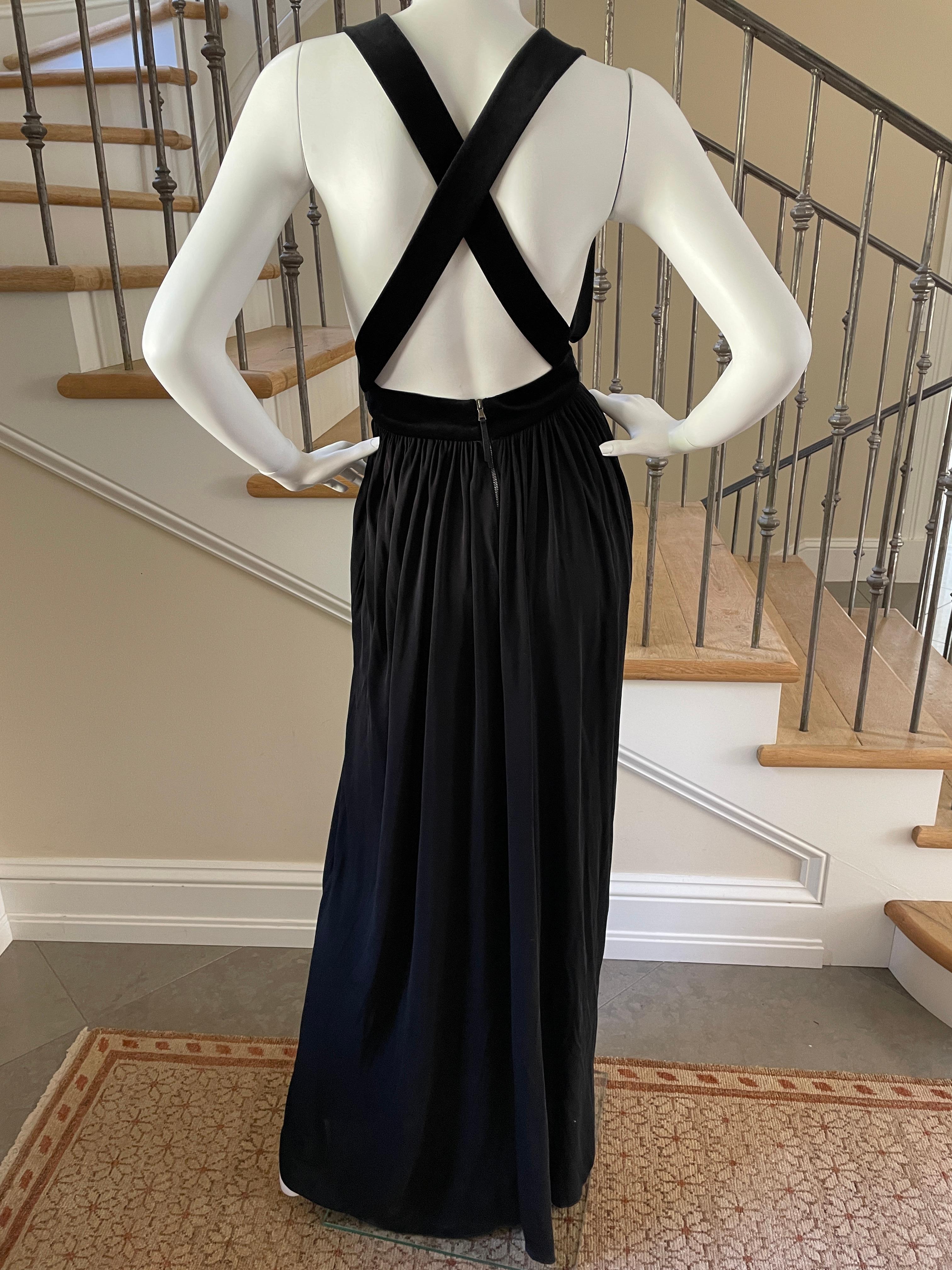 D&G by Dolce & Gabbana Vintage Plunging Black Evening Dress with Embellished Waist
Size 38
 Bust 36