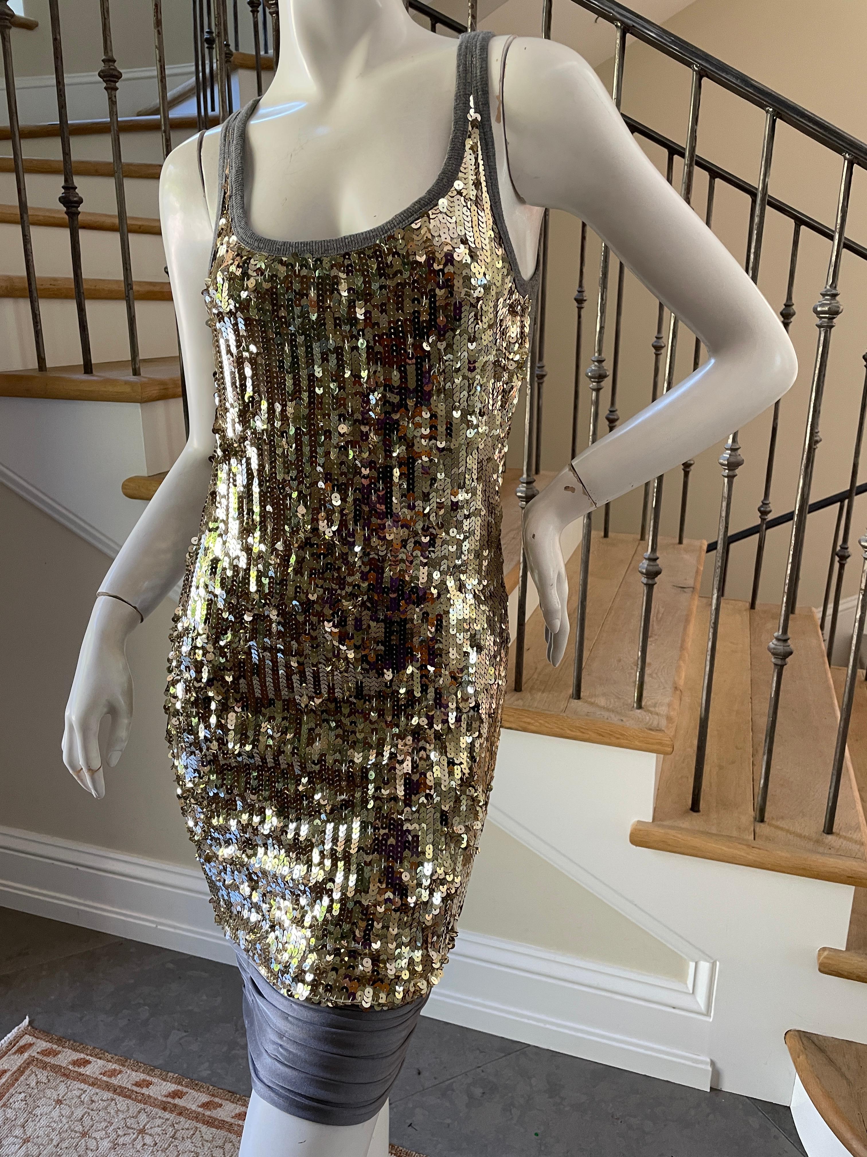 D&G by Dolce & Gabbana Vintage Silk Cotton Gold Sequin Dress
Size S
  Bust 32