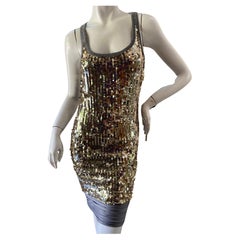 D&G by Dolce & Gabbana Vintage Silk Cotton Blend Gold Sequin Dress