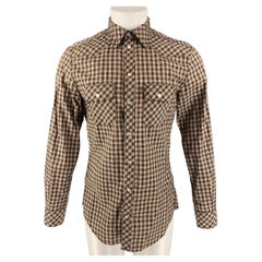 D&G by DOLCE&GABBANA Brad Size 40 Brown, White & Red Checkered Long Sleeve Shirt