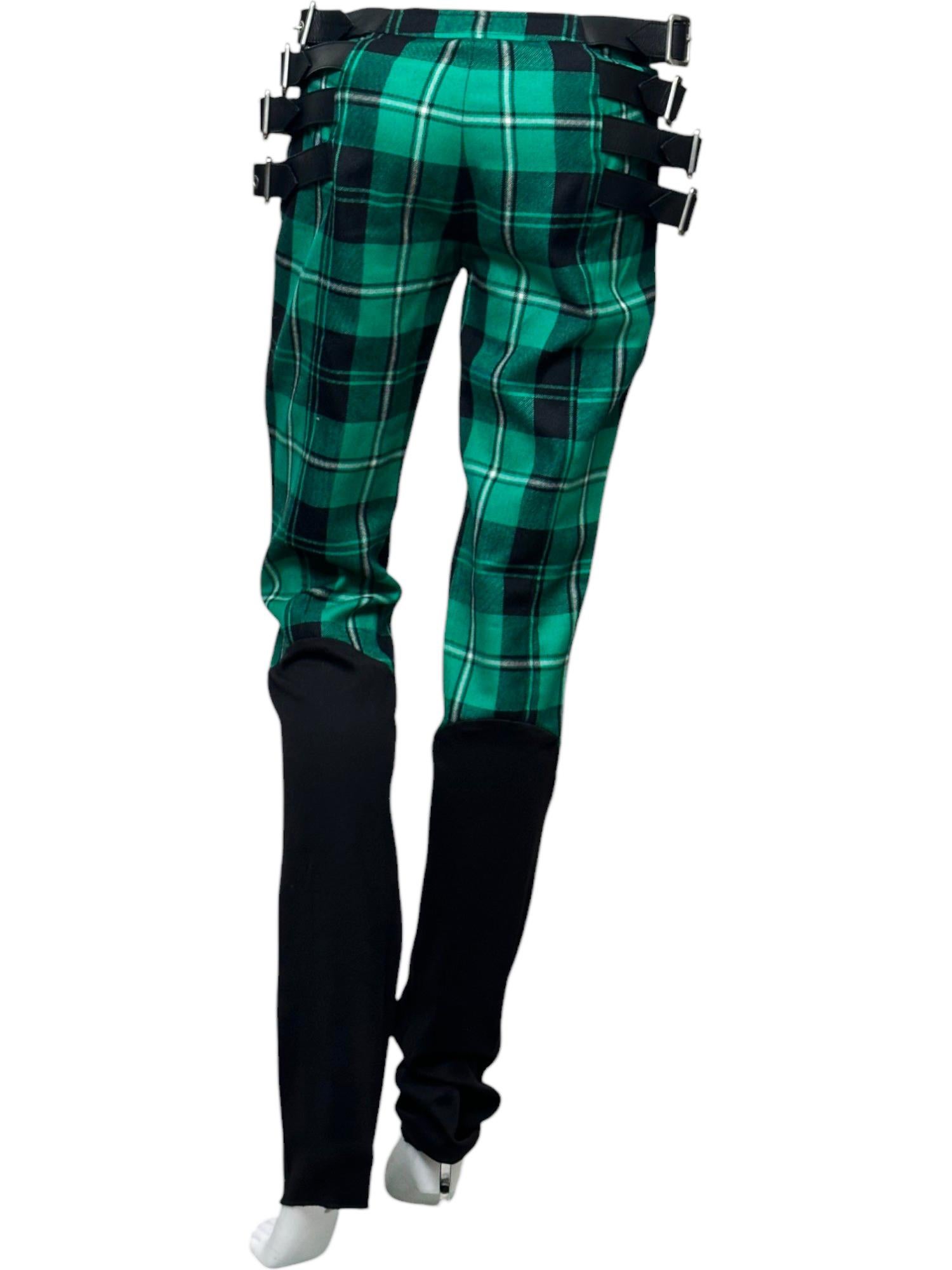 D&G by Dolce&Gabbana F/W 2003 Pantalon écossais Bondage vert Excellent état - En vente à Caserta, IT