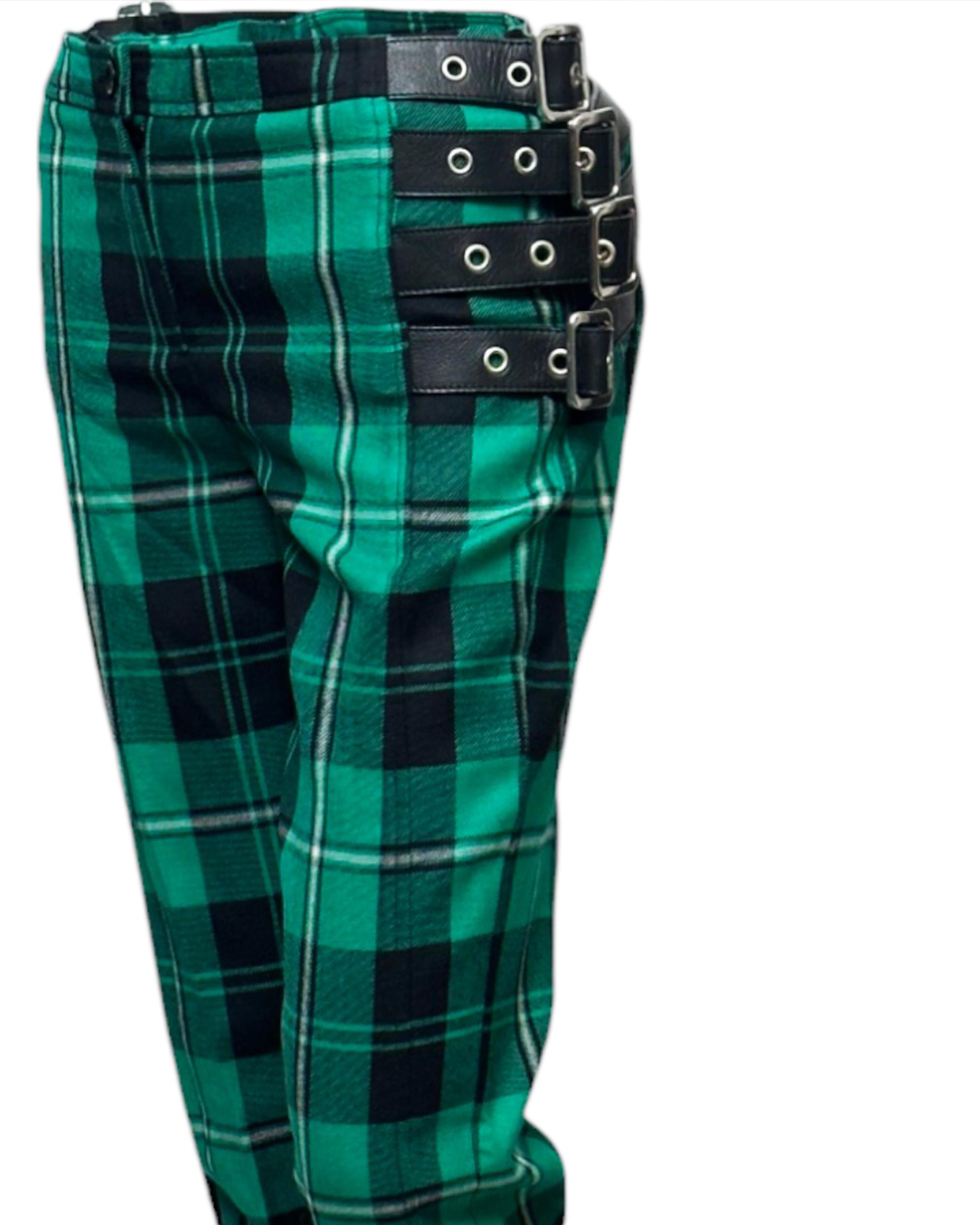 D&G by Dolce&Gabbana F/W 2003 Pantalon écossais Bondage vert en vente 1