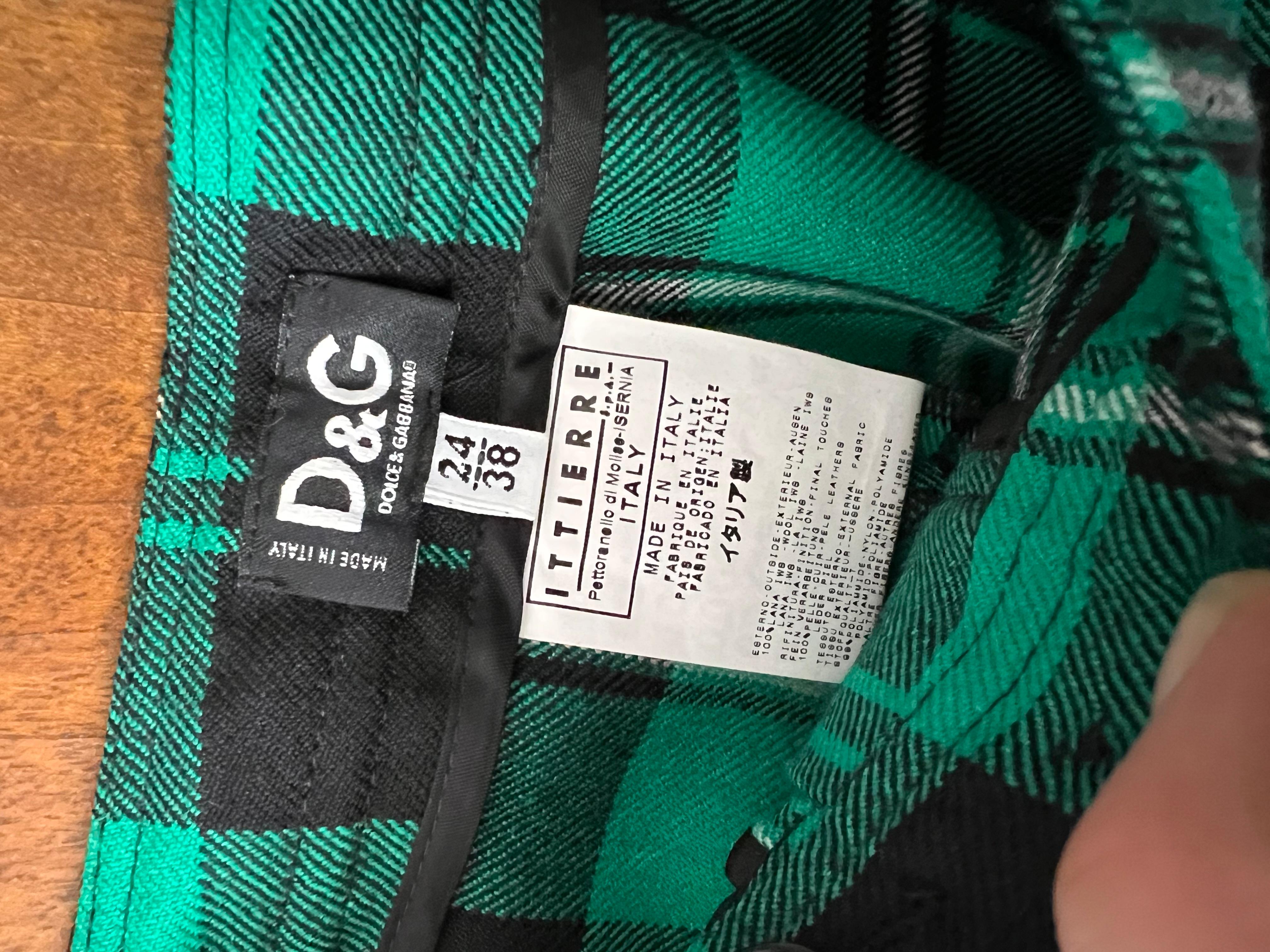 D&G by Dolce&Gabbana F/W 2003 Pantalon écossais Bondage vert en vente 3