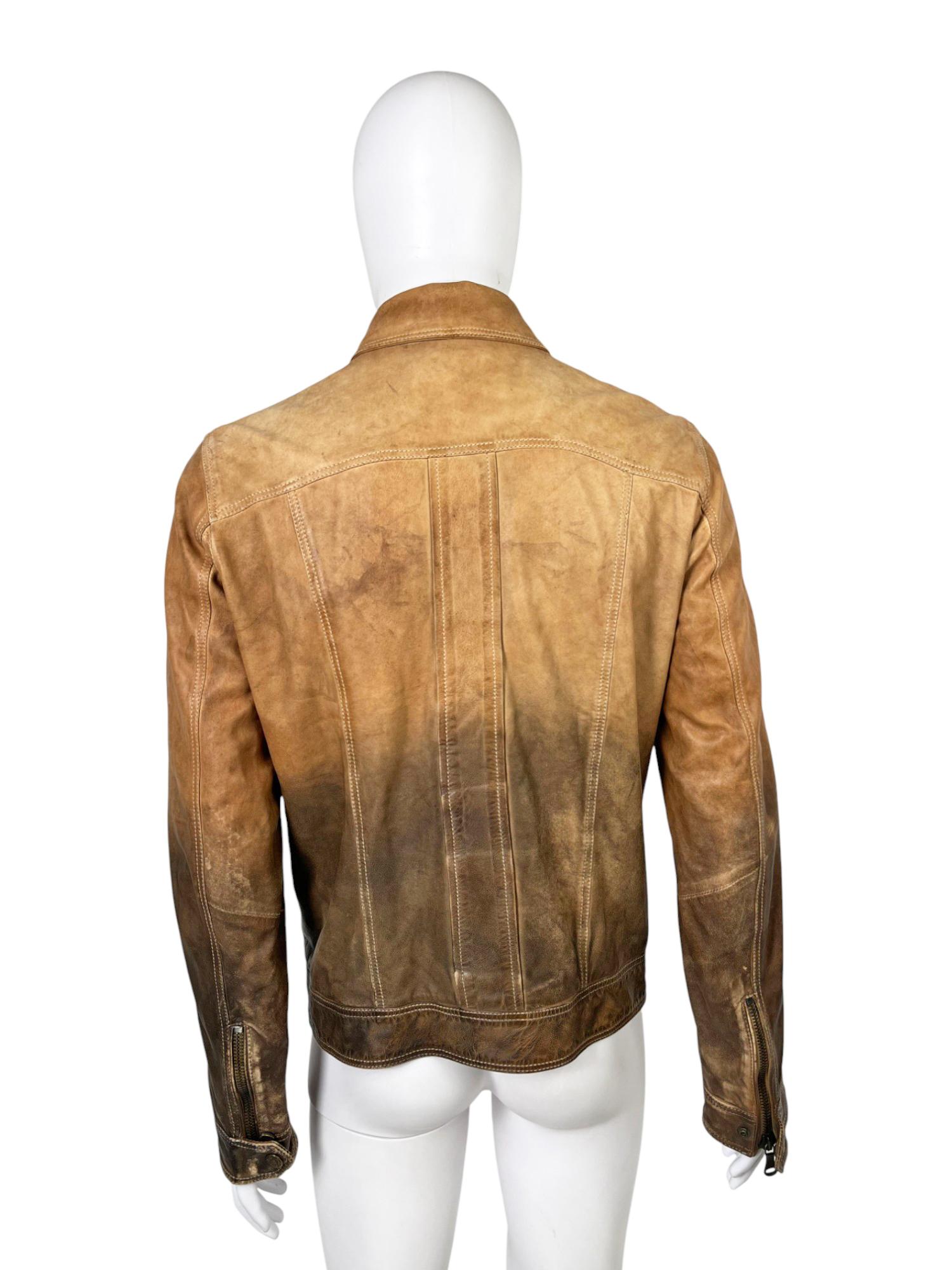 D&G by Dolce&Gabbana S/S 2010 Chaqueta de piel sucia desteñida en Excelente estado para la venta en Caserta, IT